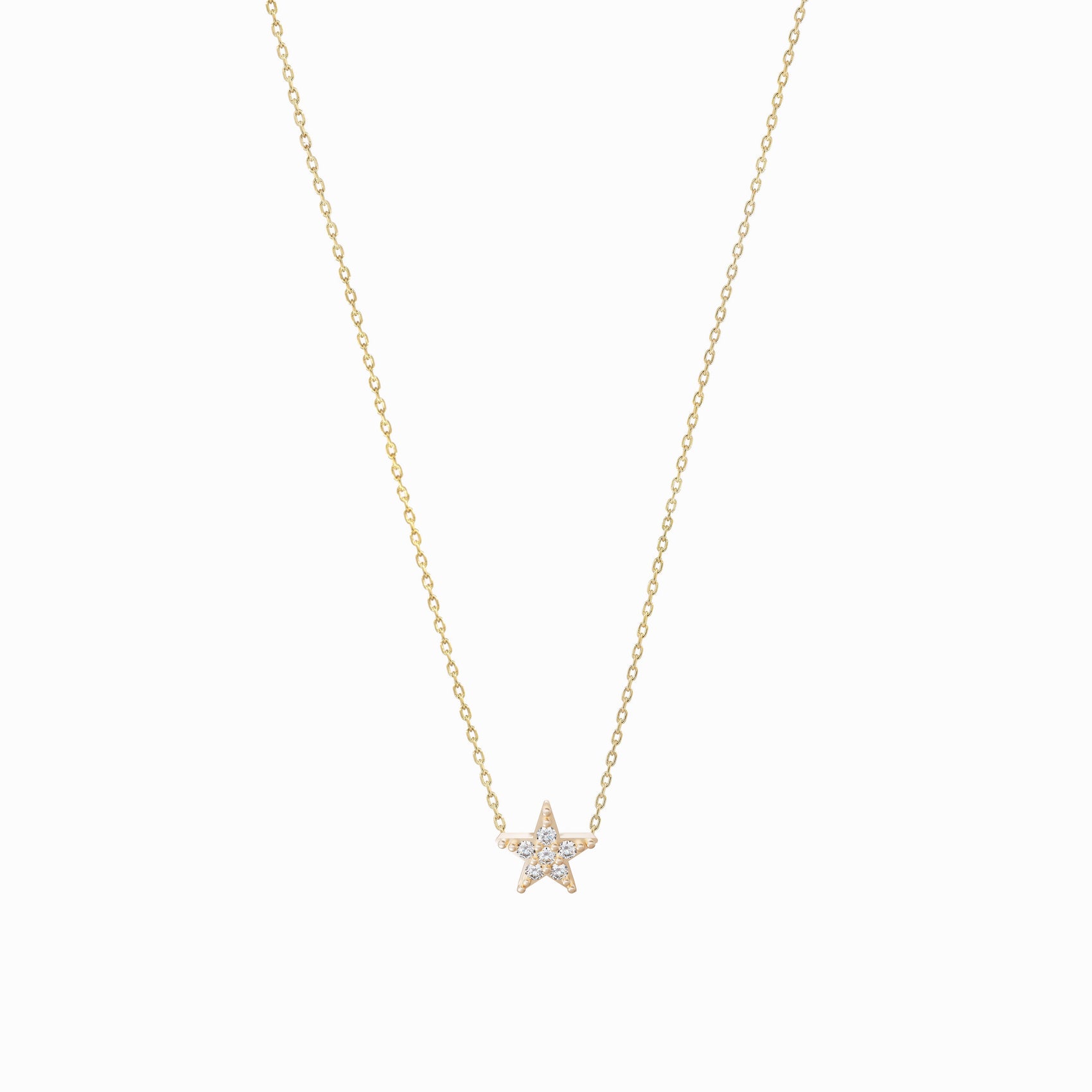 Star Pavé Lab Diamond Necklace 14K Solid Gold
