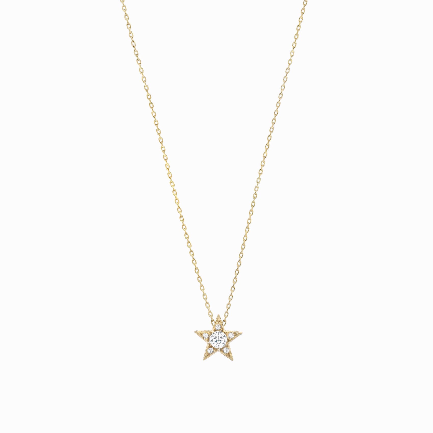 Star Pavé Diamond Necklace 14K Solid Gold
