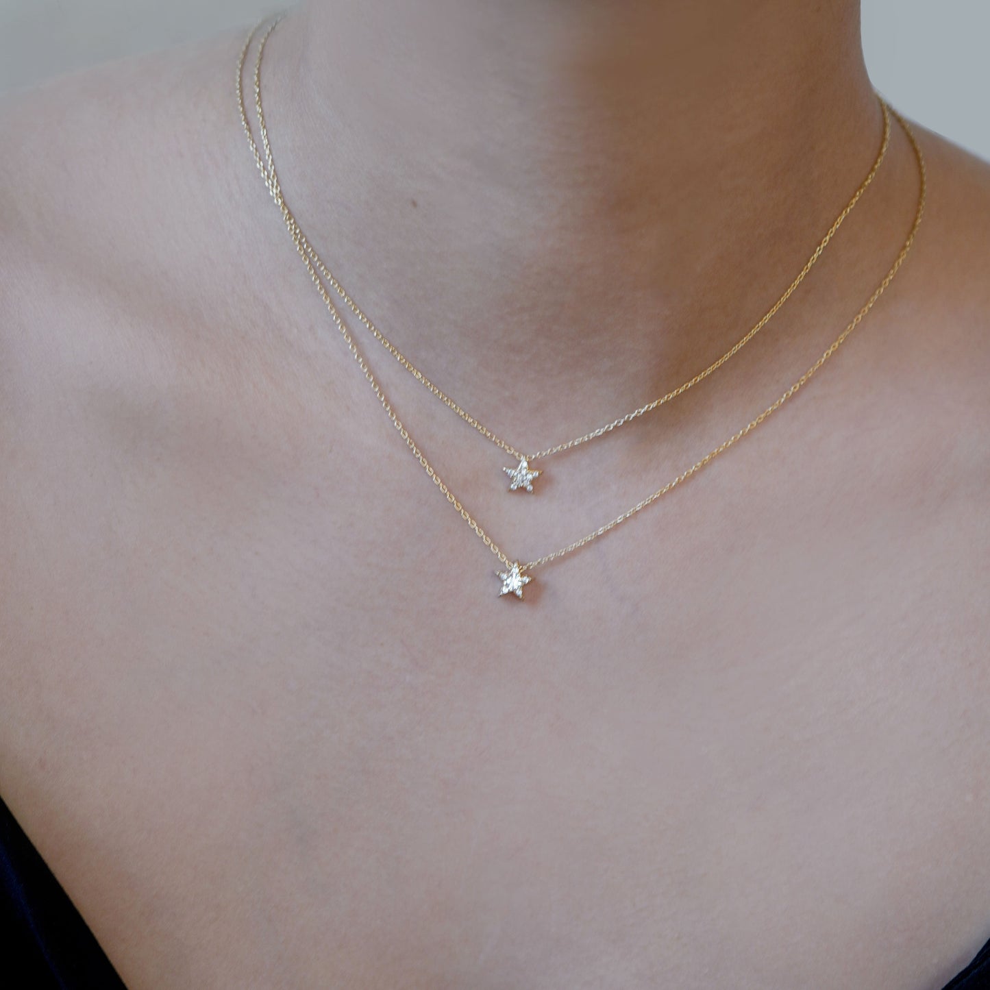 Star U Pavé Lab Diamond Necklace 14K Solid Gold