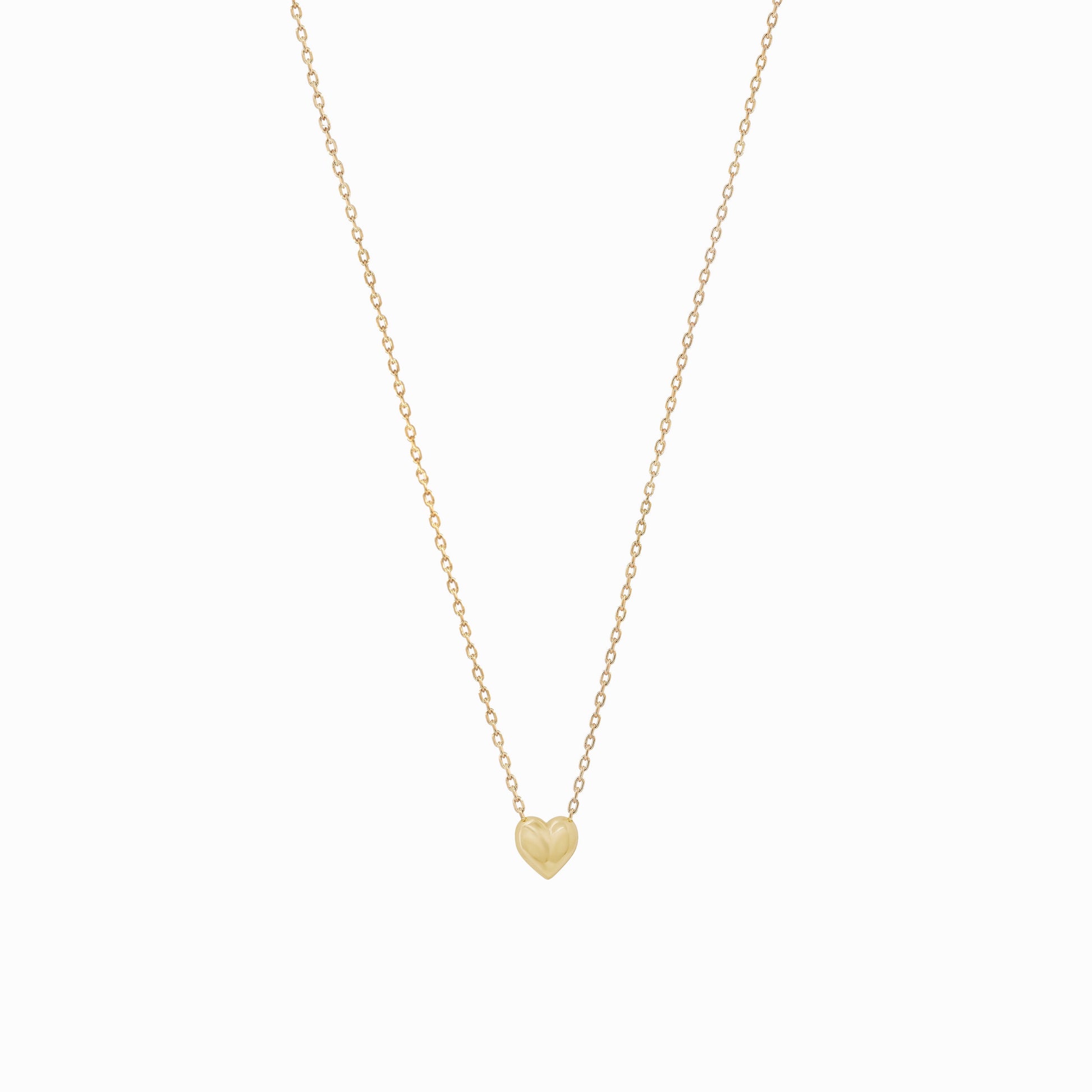 Puffy Heart Red Enamel Solid 14K Gold Necklace