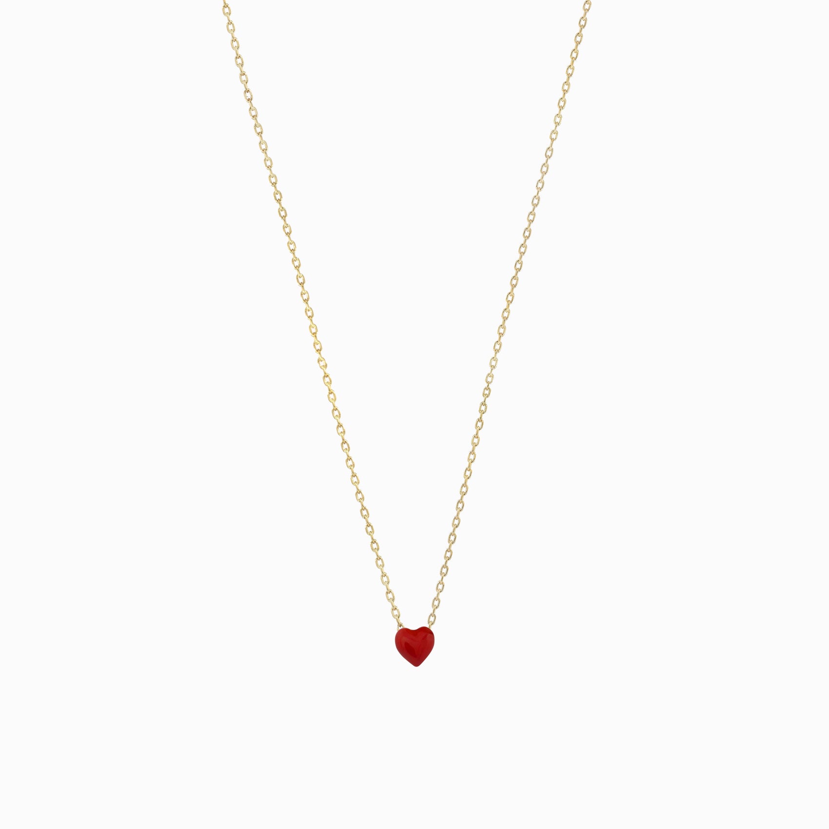 Full Heart Enamel Necklace 14K Solid Gold