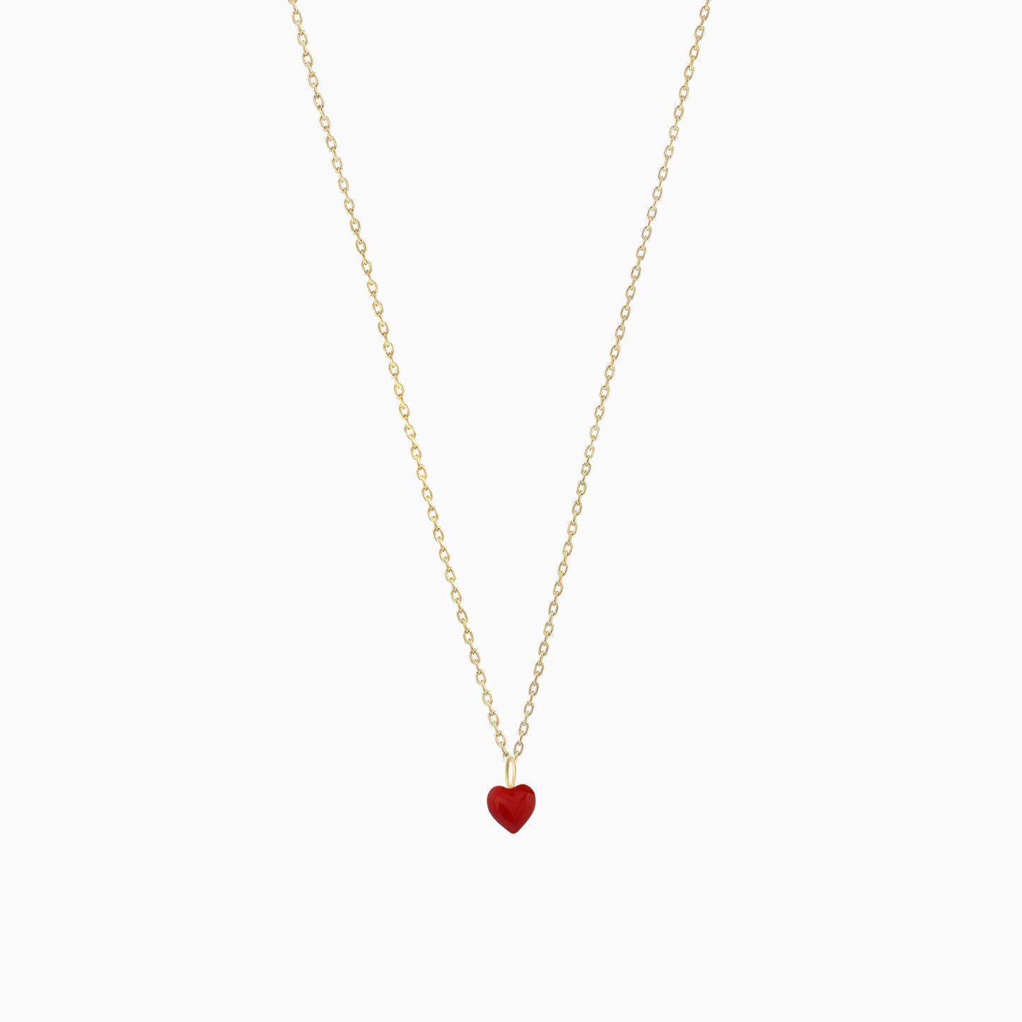 Full Heart Enamel Charm Necklace 14K Gold