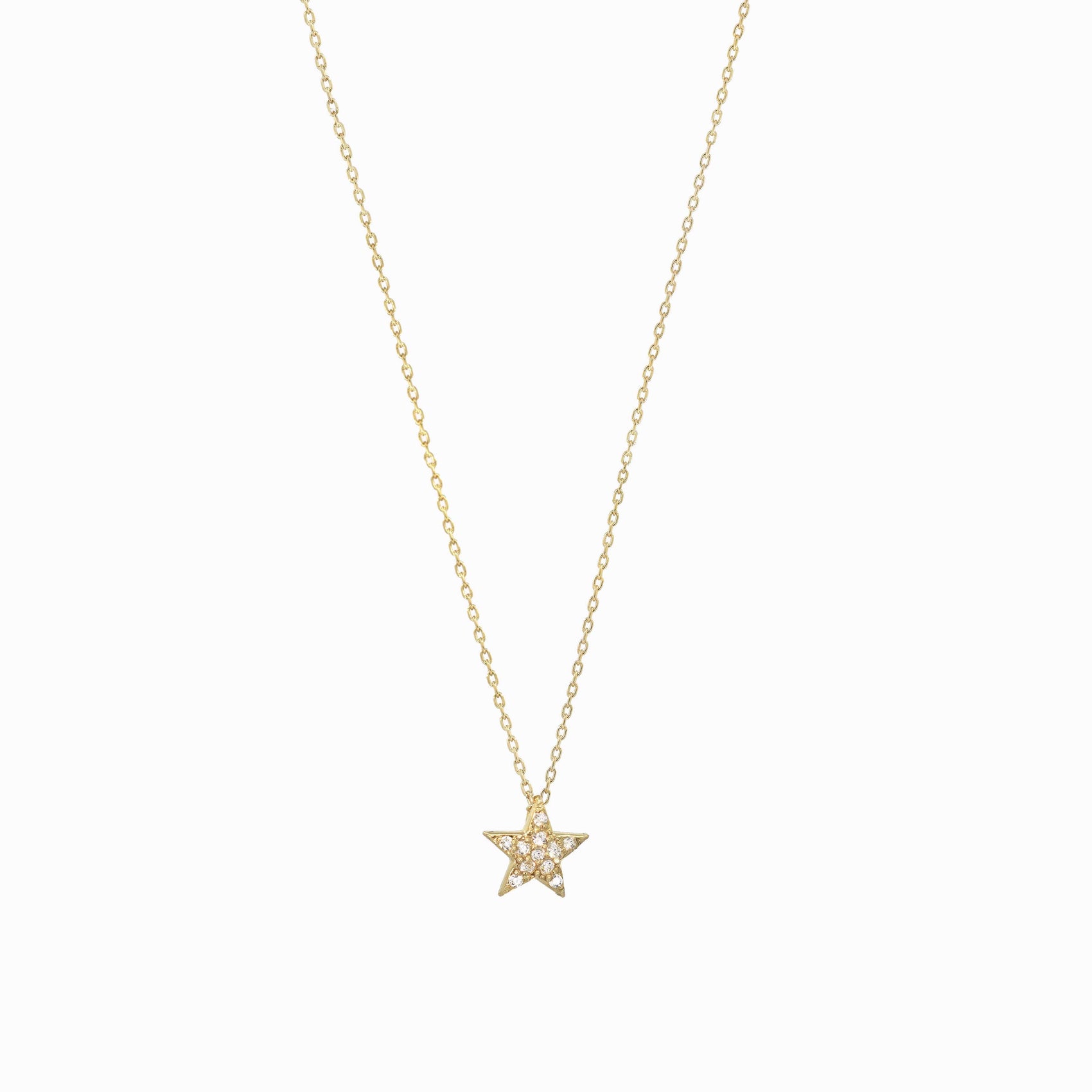Star U Pavé Diamond Necklace 14K Solid Gold