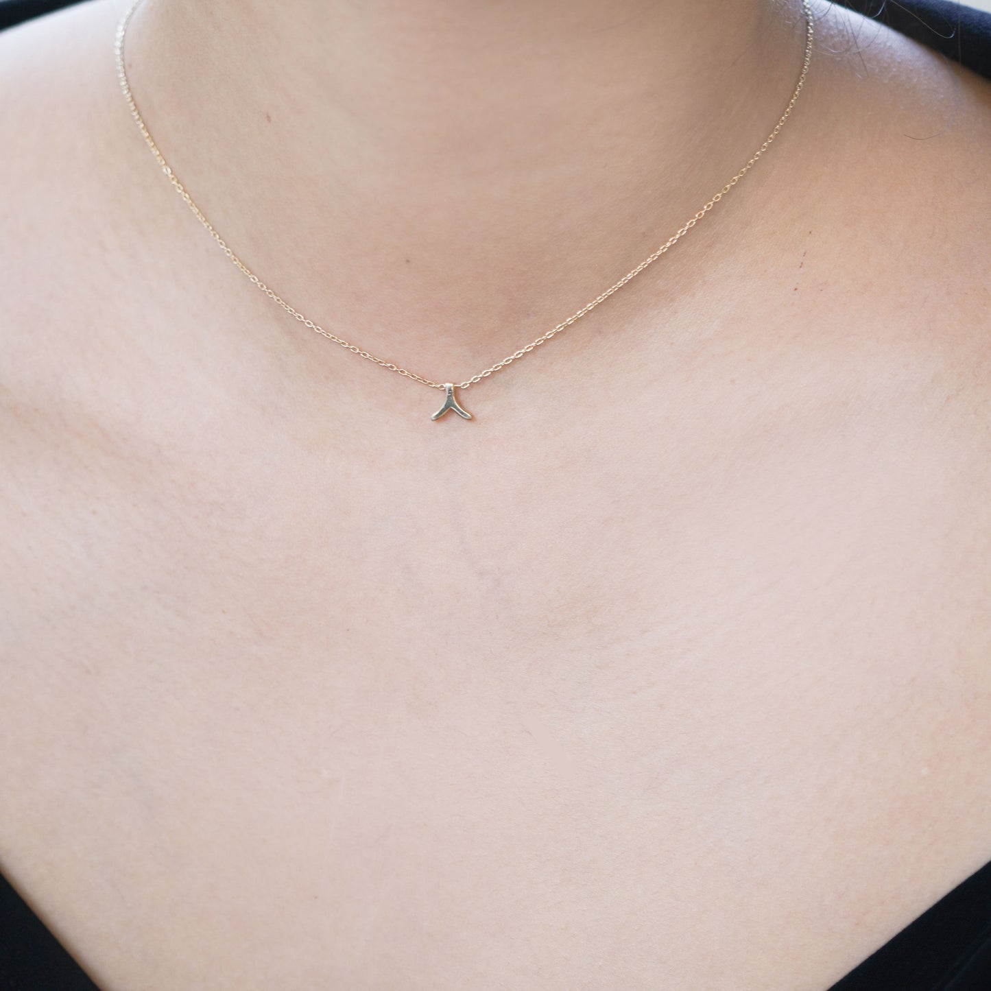 Korean Hangul LetterNecklace 14K Solid Gold ㅅ