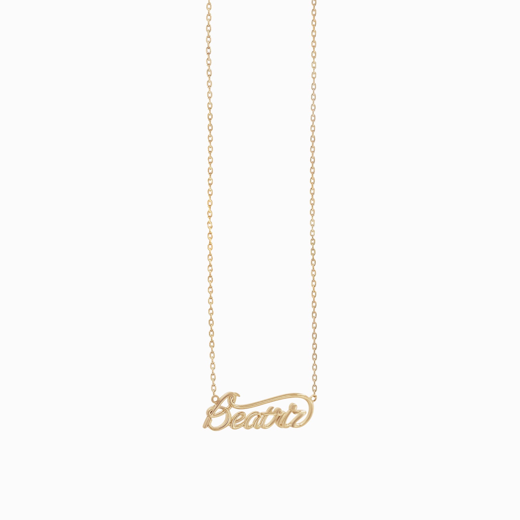 Custom Name Necklace Script Word BEATRIZA 14K Solid Gold – Personalized