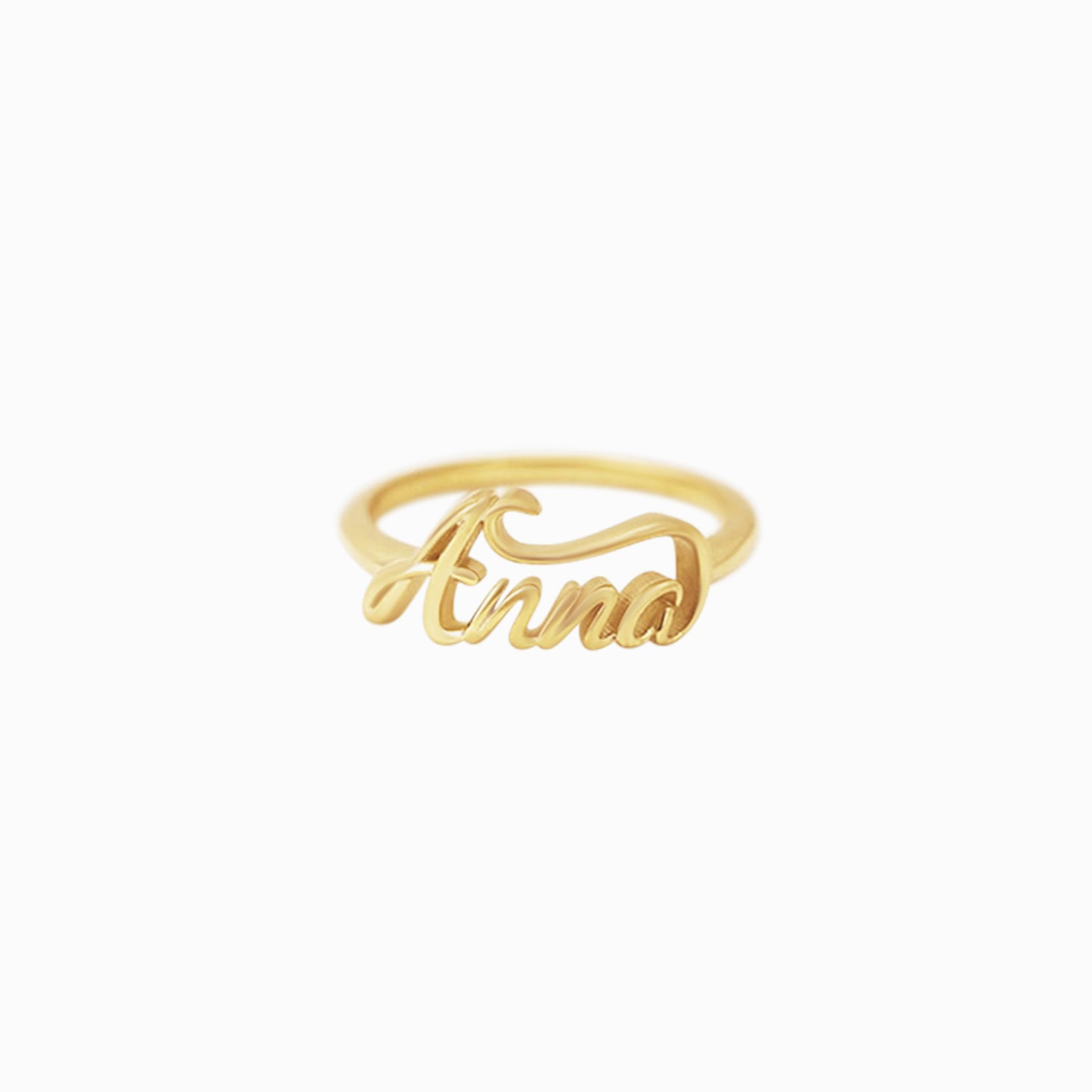 Custom Script Letters Name Ring ANNA 14K Solid Gold – Personalized