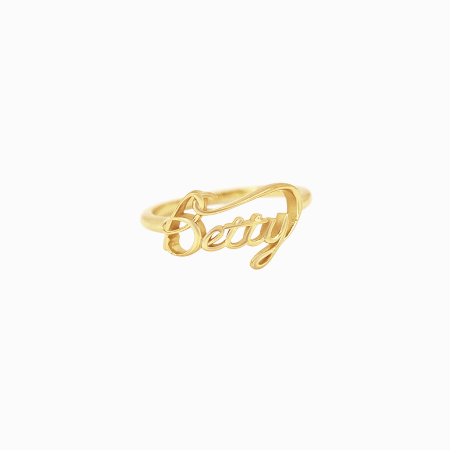 Custom Script Letters Name Ring BETTY 14K Solid Gold – Personalized