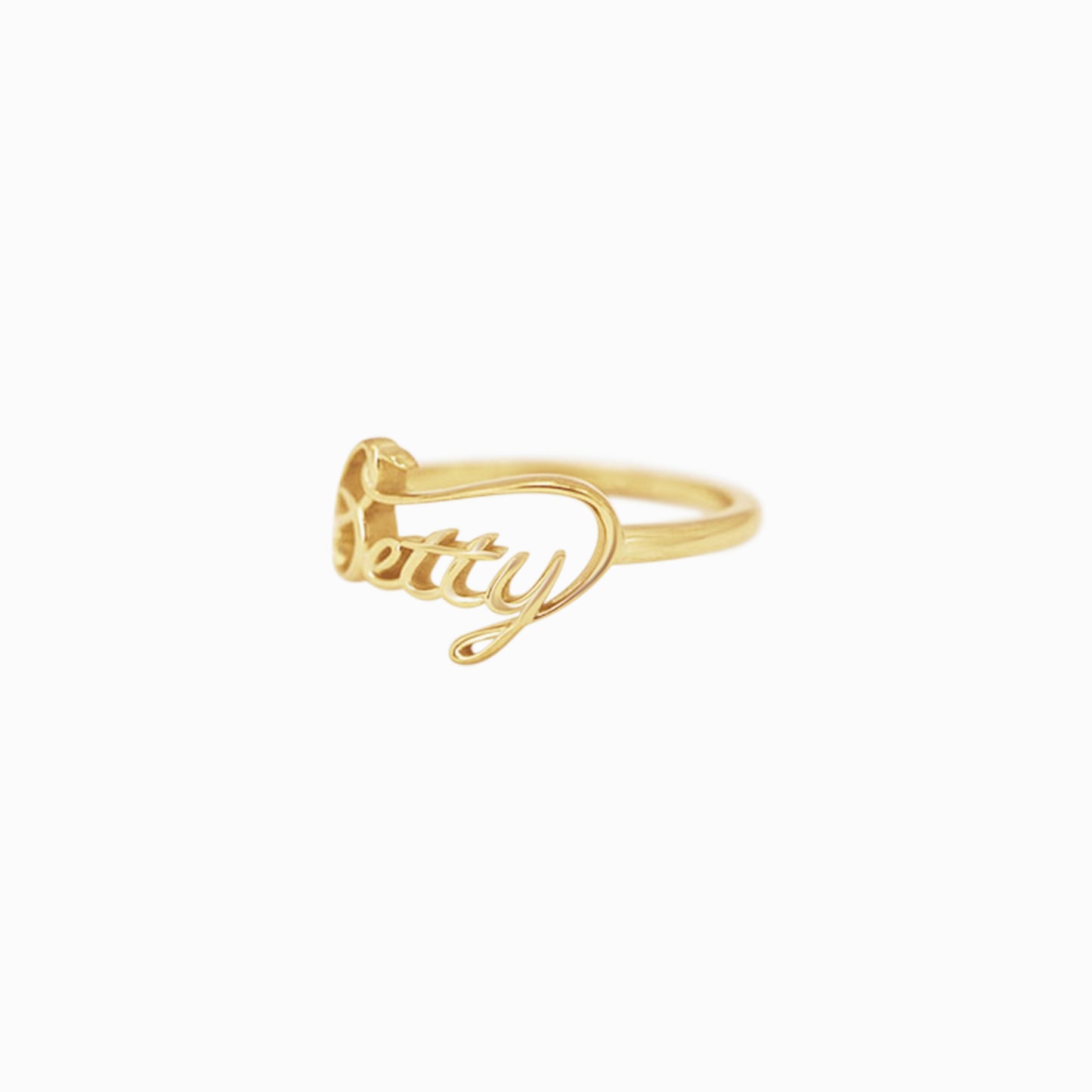 Custom Script Letters Name Ring BETTY 14K Solid Gold – Personalized