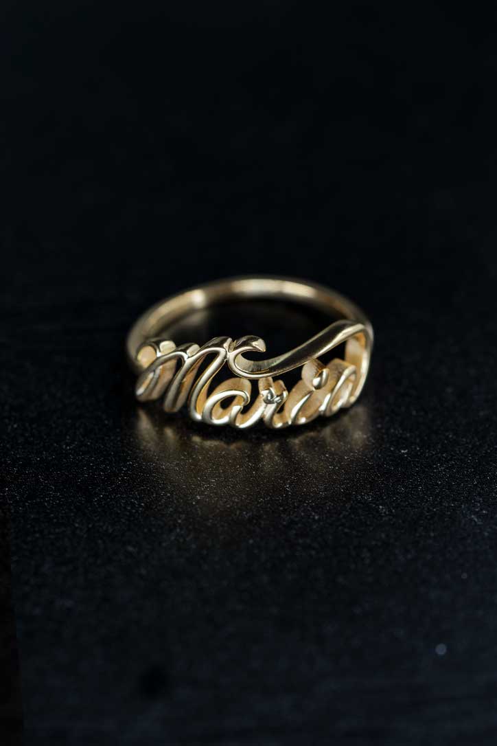 Personalized Custom Script Name Ring 14K Gold