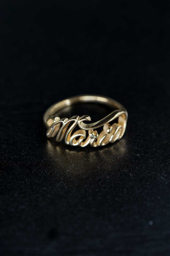Personalized Custom Script Name Ring 14K Gold