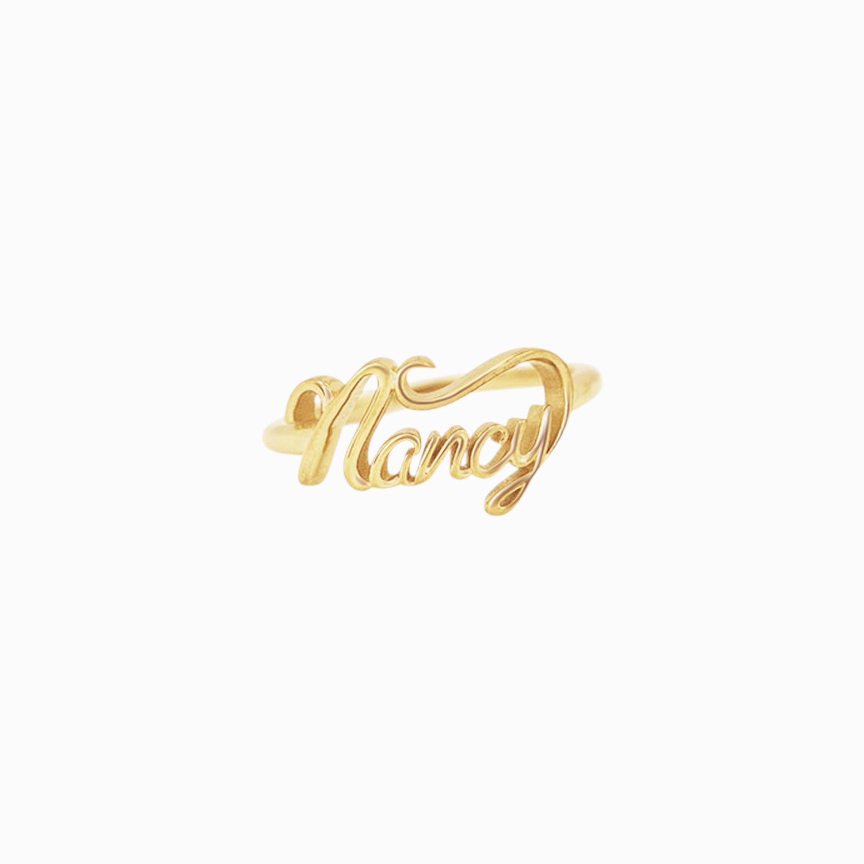 Custom Script Letters Name Ring NANCY 14K Solid Gold – Personalized