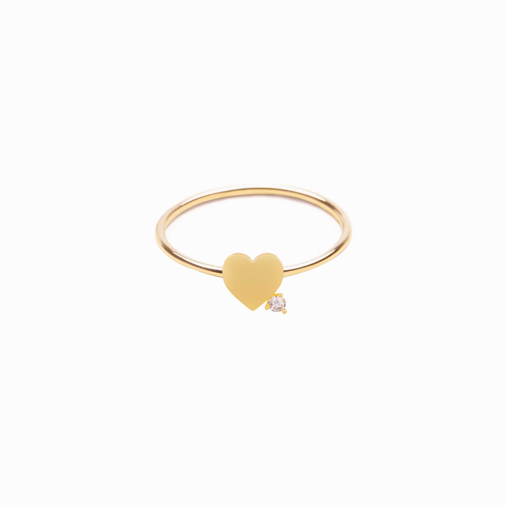 Heart One Pavé Diamond Ring 14K Solid Gold