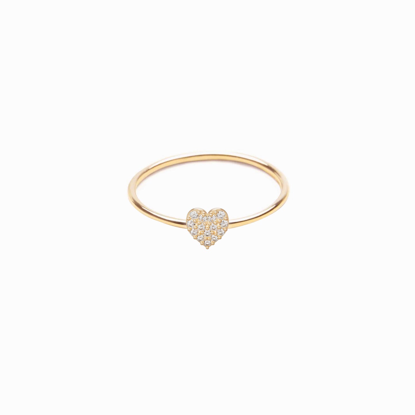 Heart Line Pavé Diamond Ring 14K Solid Gold