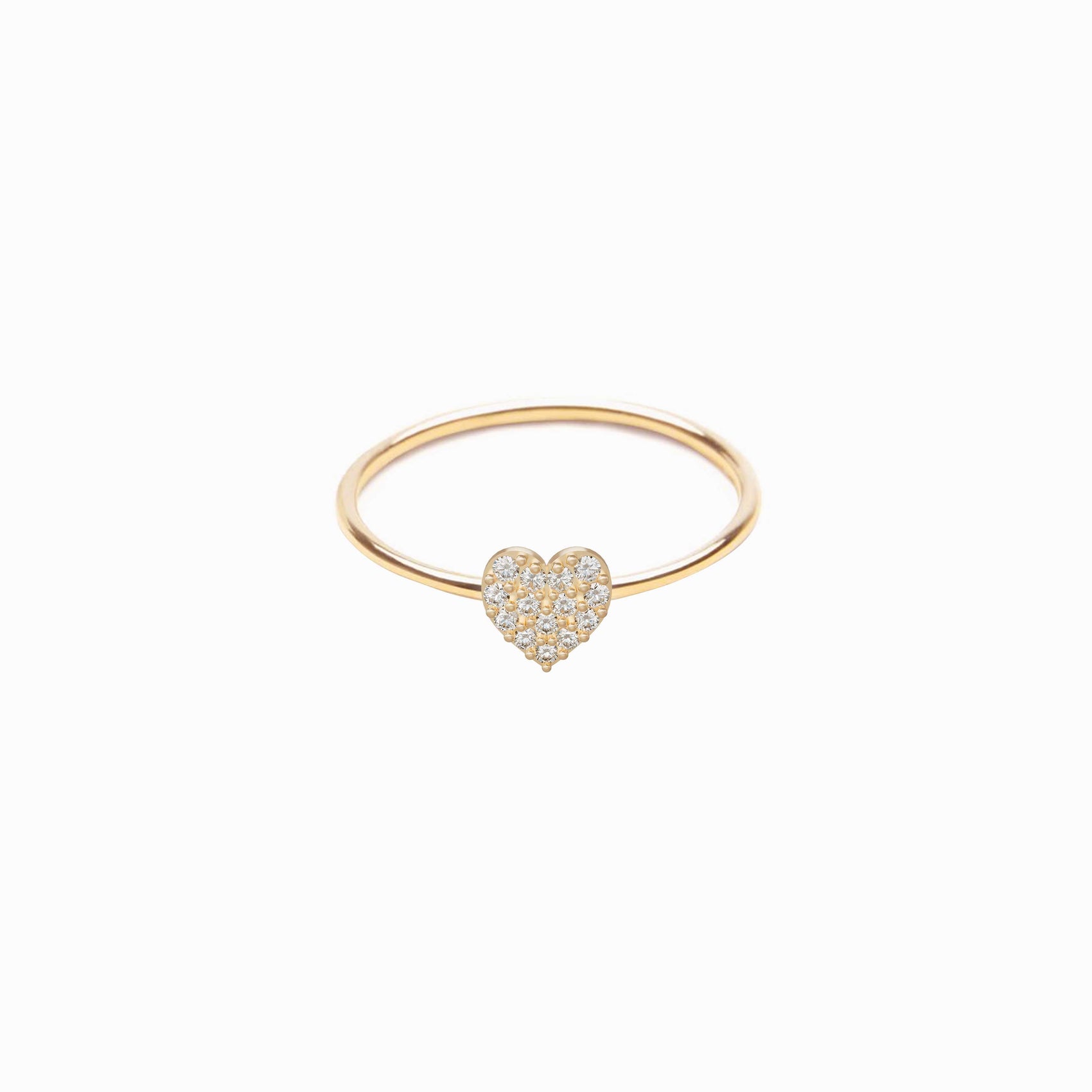 Heart Line Pavé Diamond Ring 14K Solid Gold