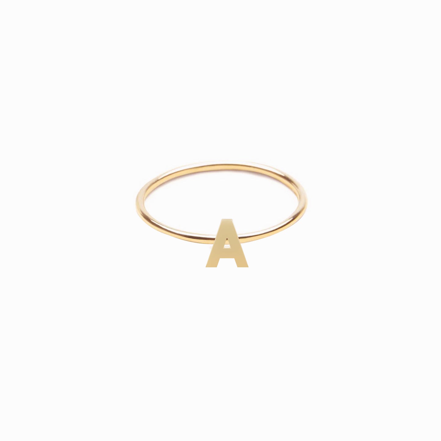 A Initial Letter Line Ring 14K Solid Gold