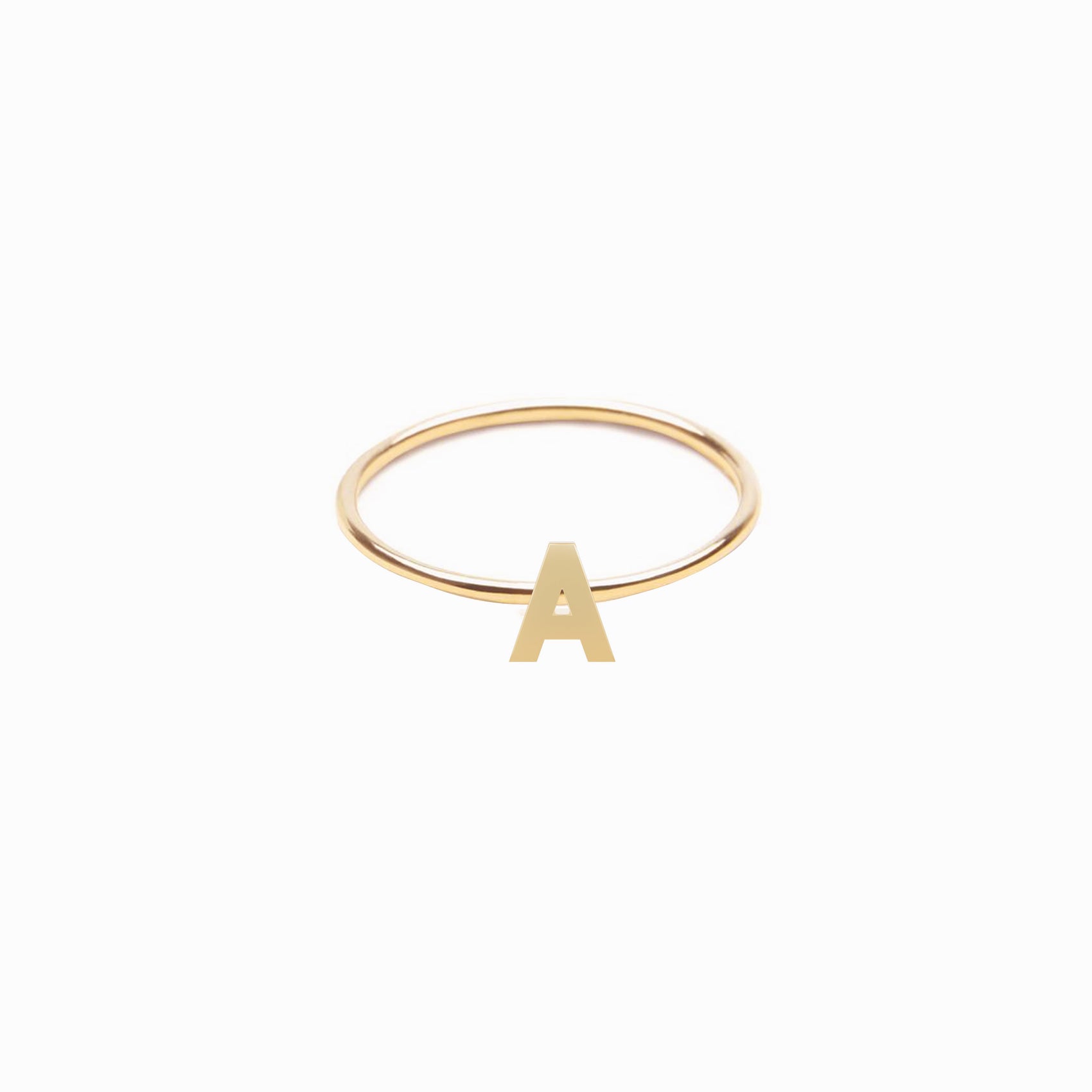 A Initial Letter Line Ring 14K Solid Gold