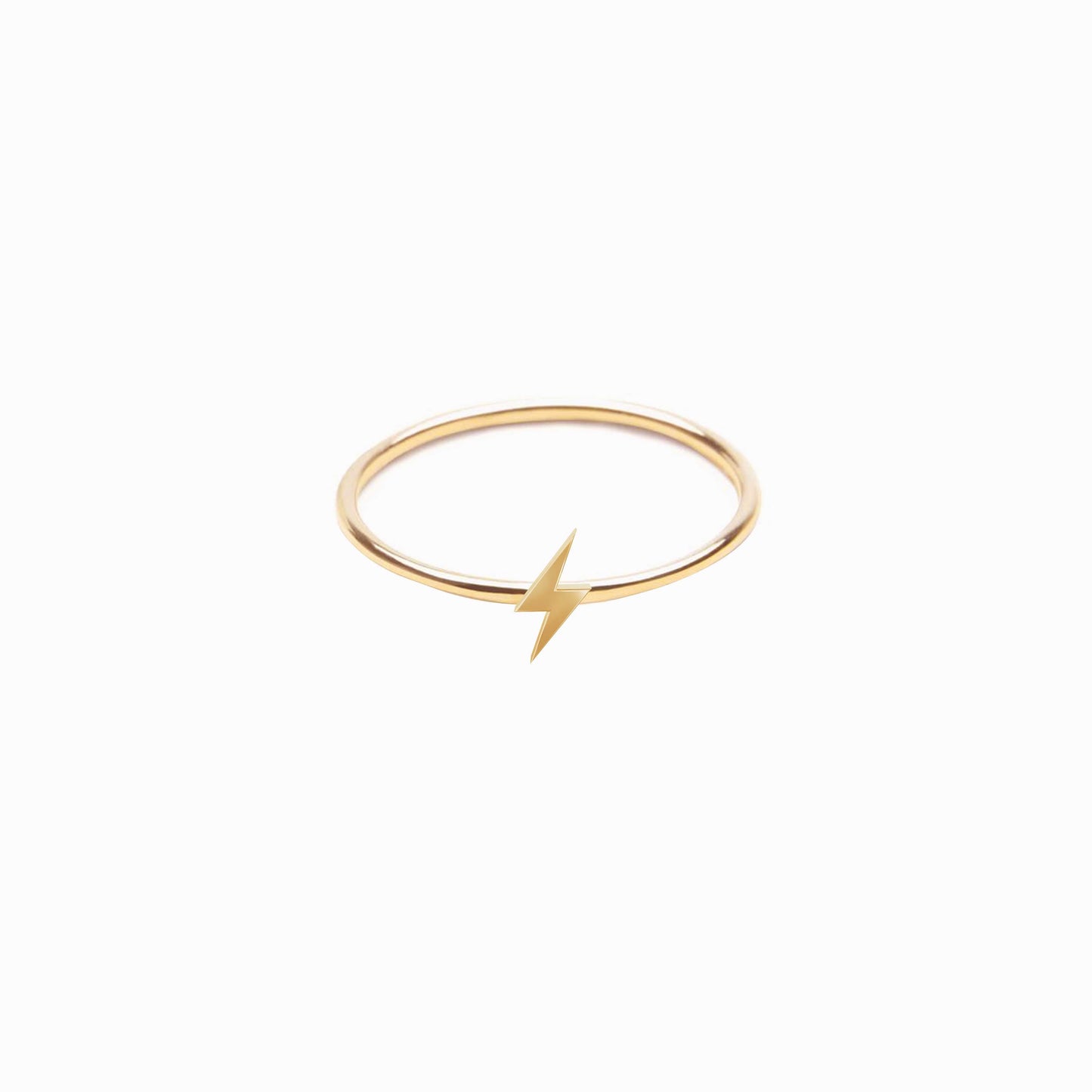 Lightning Bolt Line Ring 14K  Solid Gold