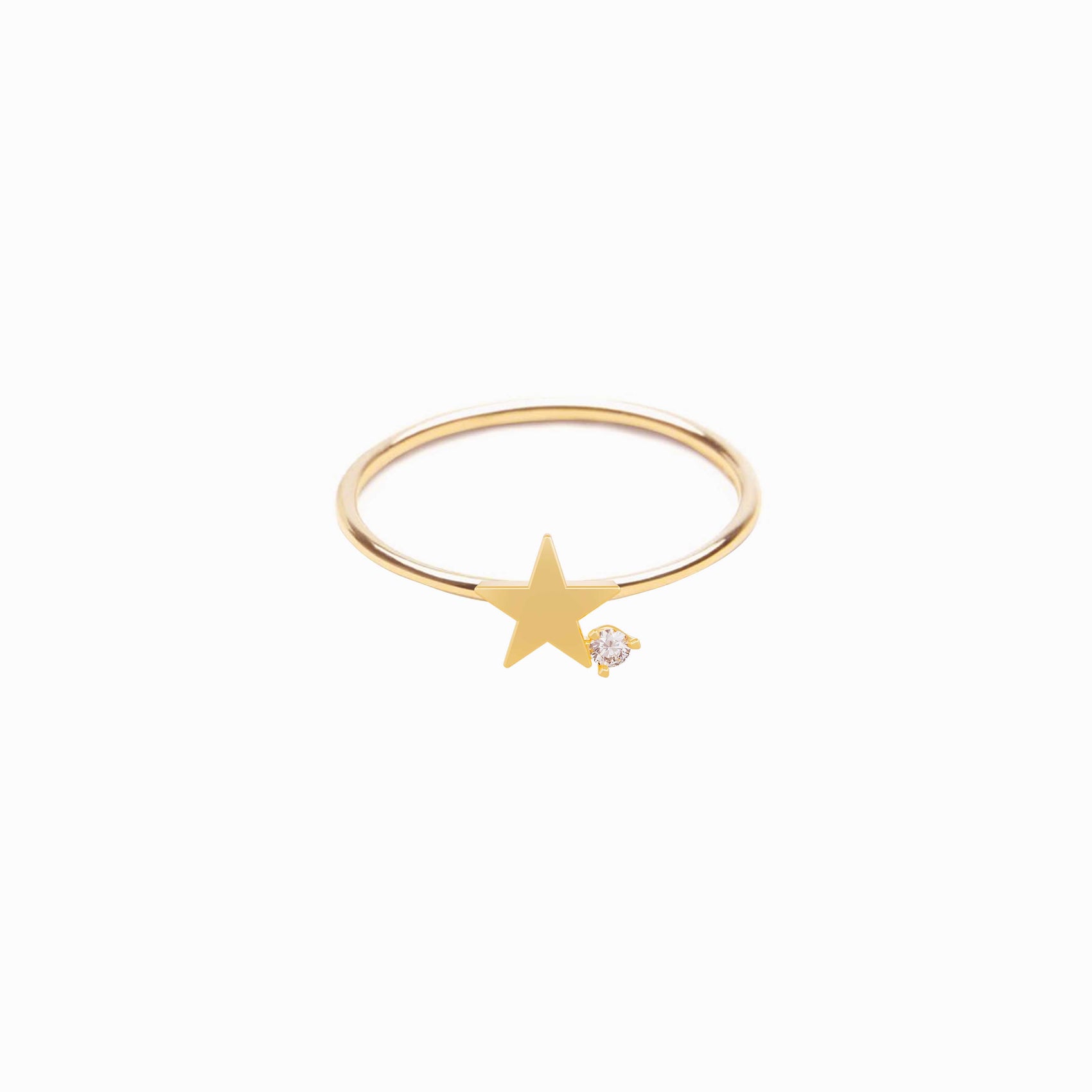 Star One Pavé Lab Diamond Ring 14K Solid Gold