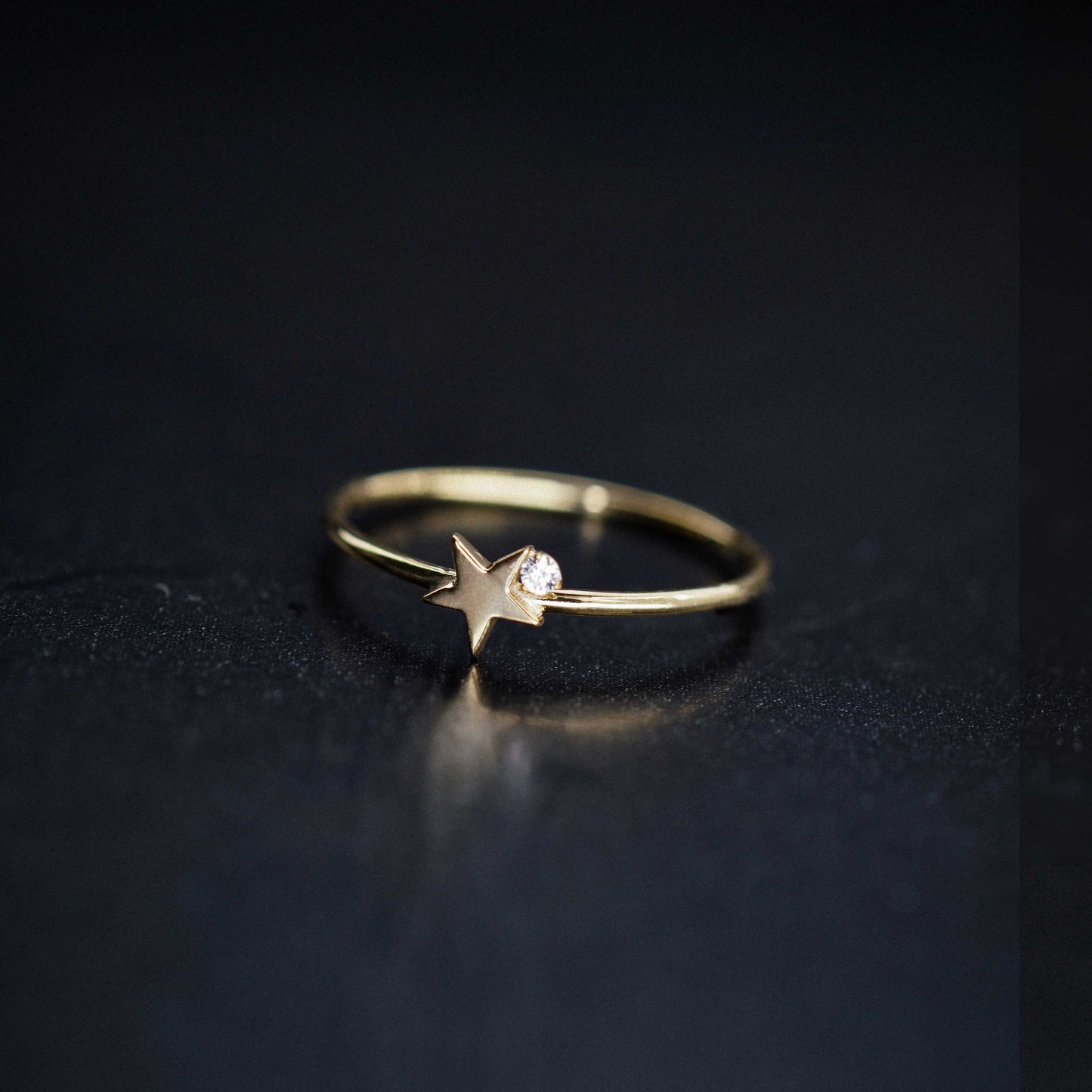 Star One Diamond Solid Gold Ring