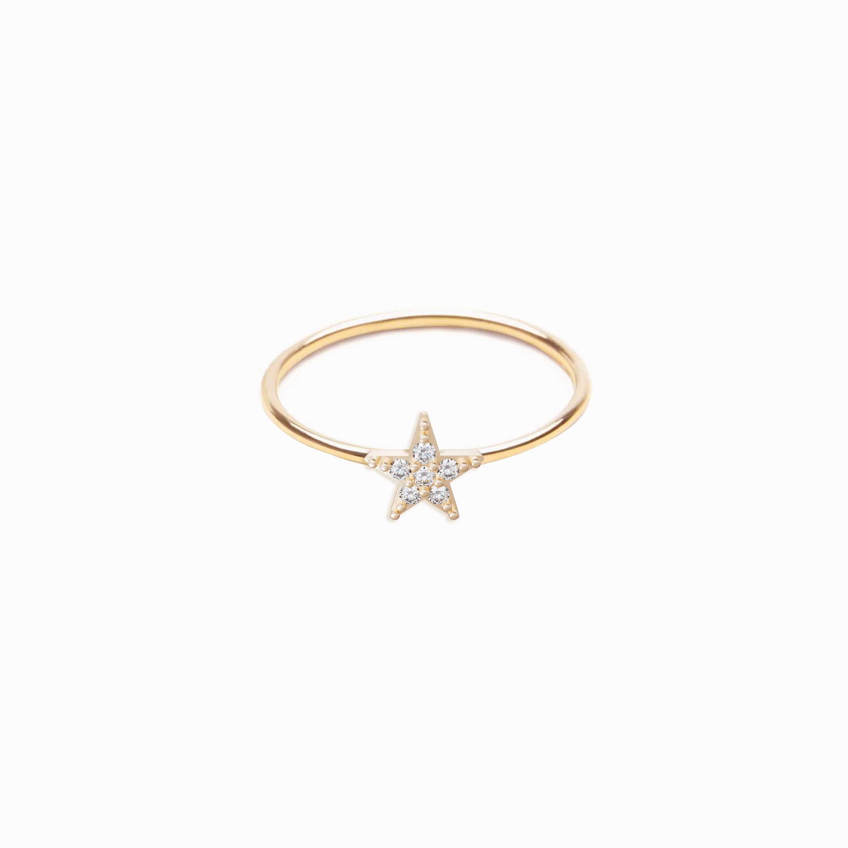 Star Line Pavé Lab Diamond Ring 14K  Solid Gold