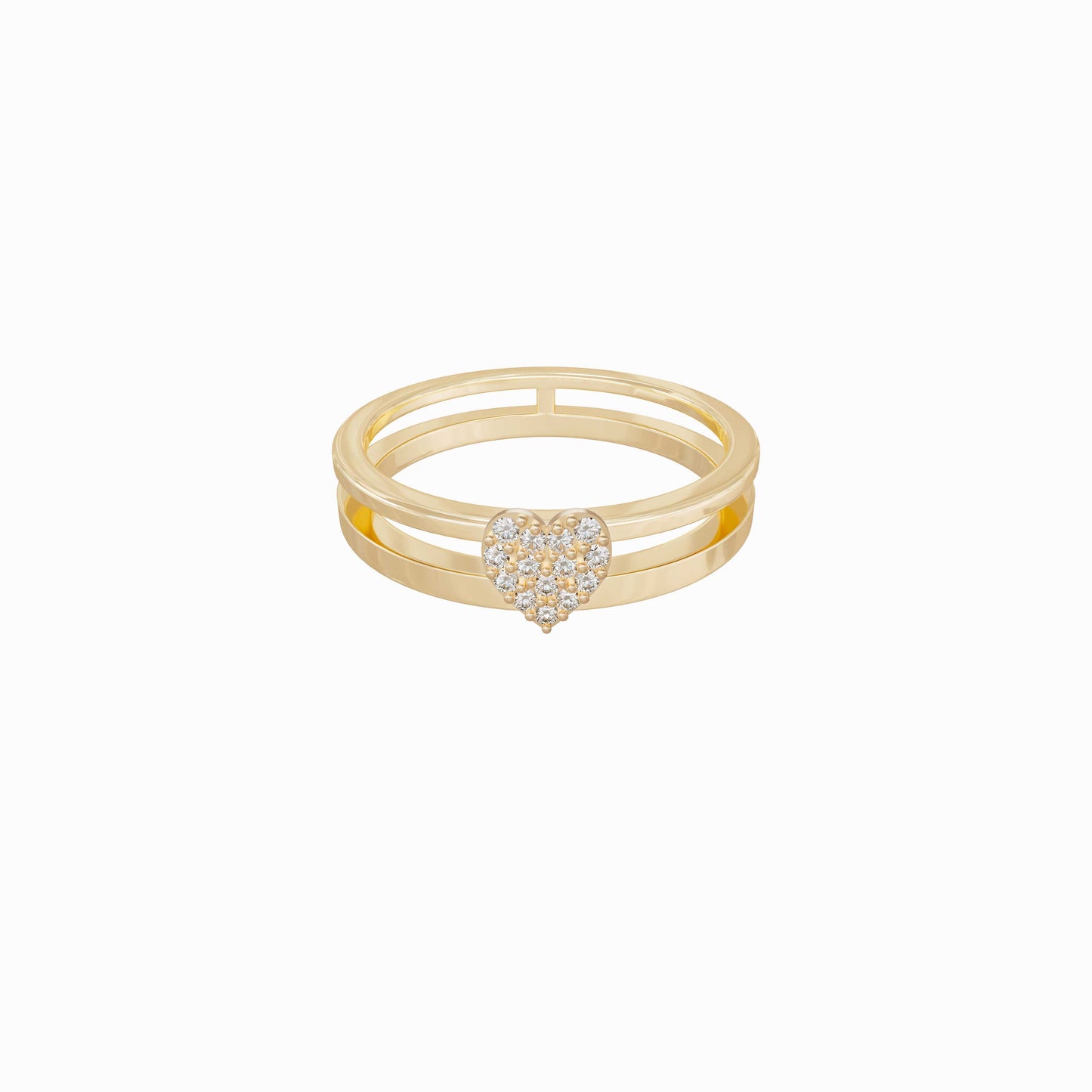 Heart Pavé Diamond Ring 14K Solid Gold