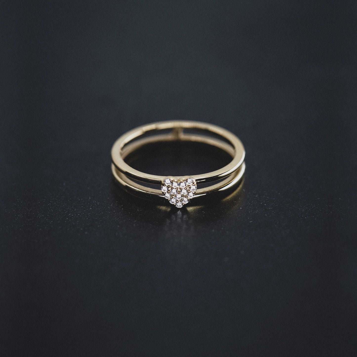 Heart Pavé Diamond Ring 14K Solid Gold