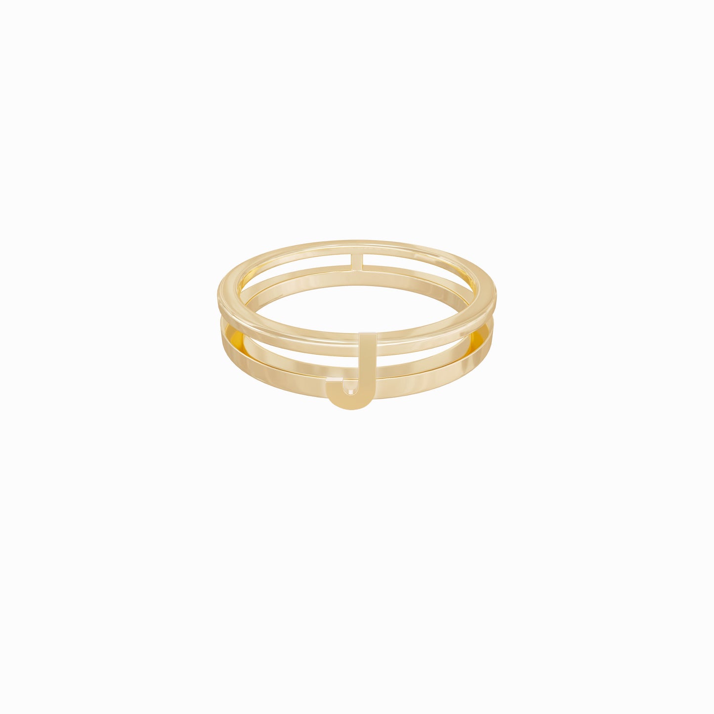 R2ISJ5PL 01 J initial Letter Solid Gold Ring
