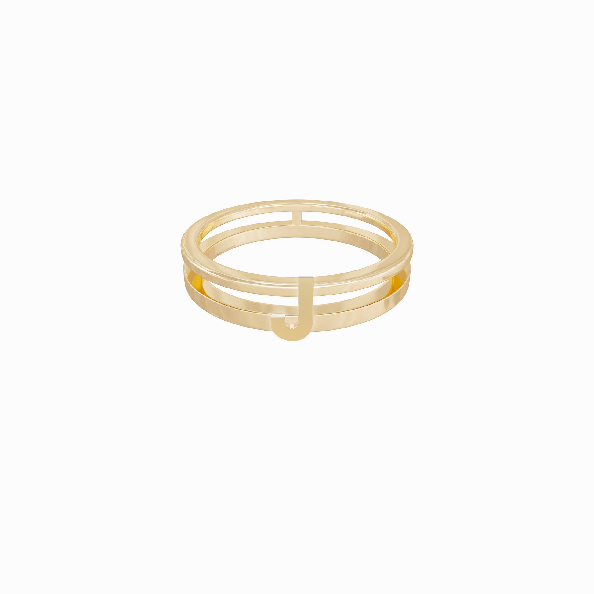 R2ISJ5PL 01 J initial Letter Solid Gold Ring