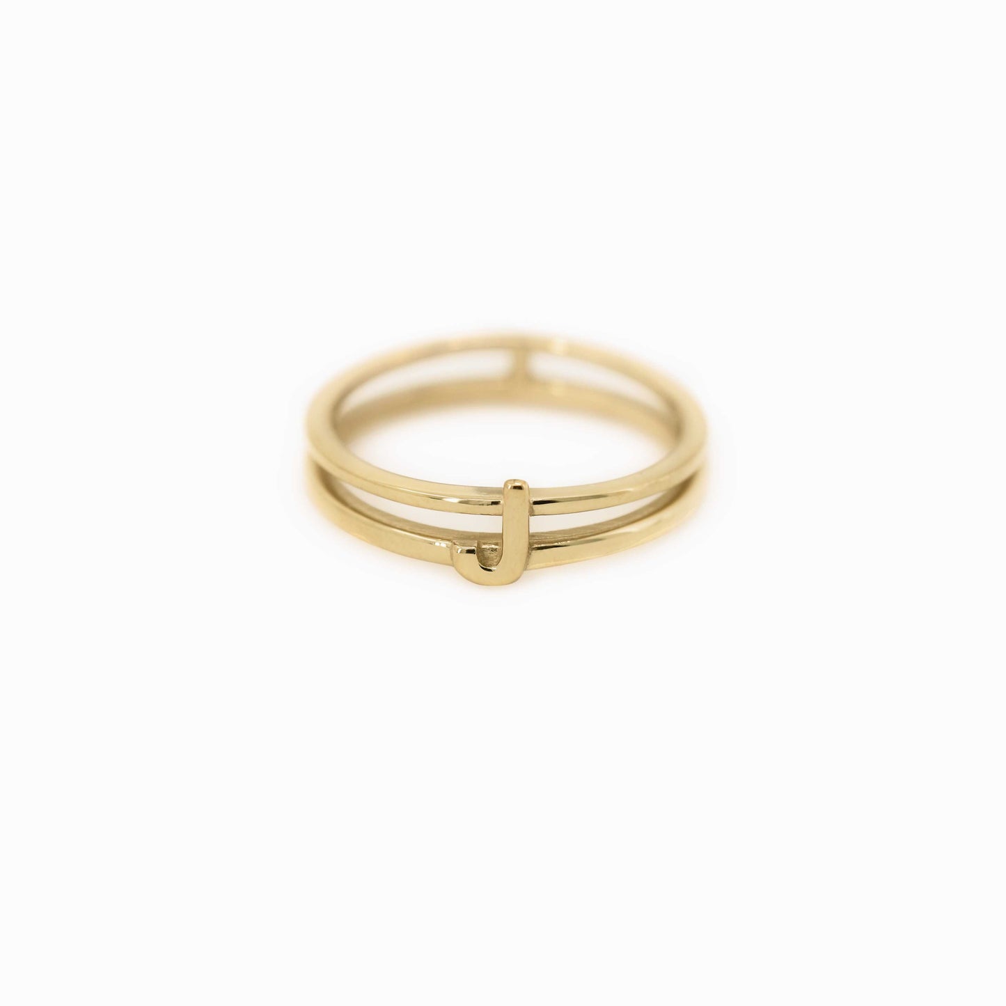 J Initial Letter Ring 14K Solid Gold