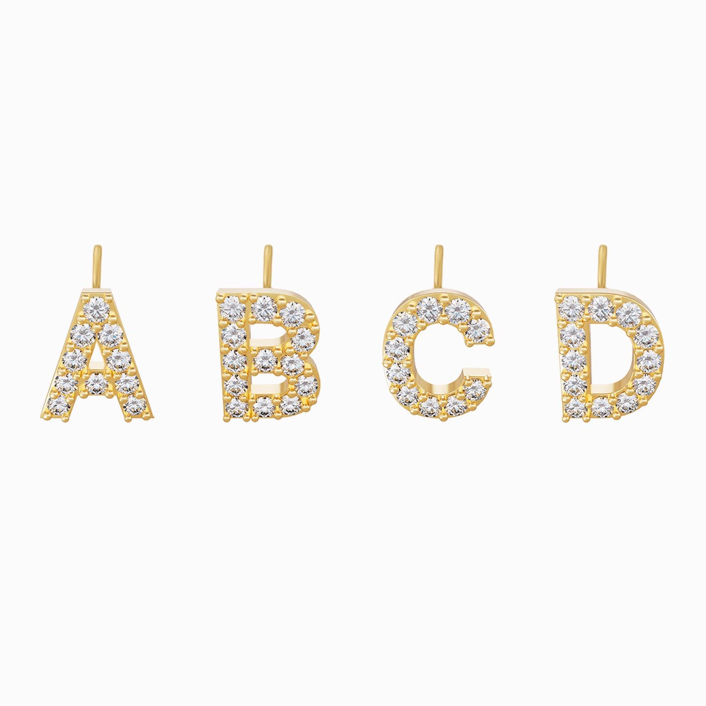 J Initial Letter Pavé Natural Diamond Charm 14K Solid Gold