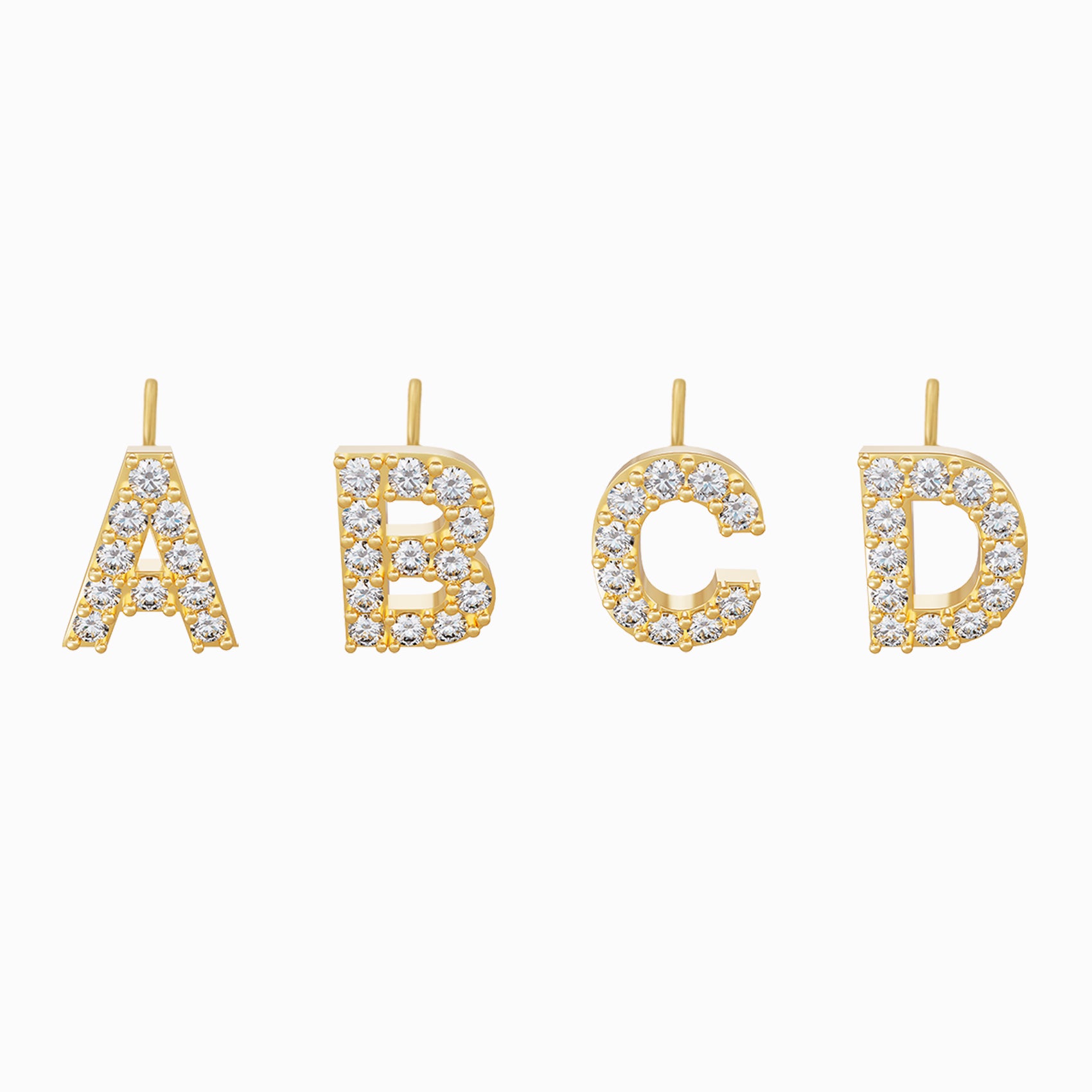 J Initial Letter Pavé Natural Diamond Charm 14K Solid Gold