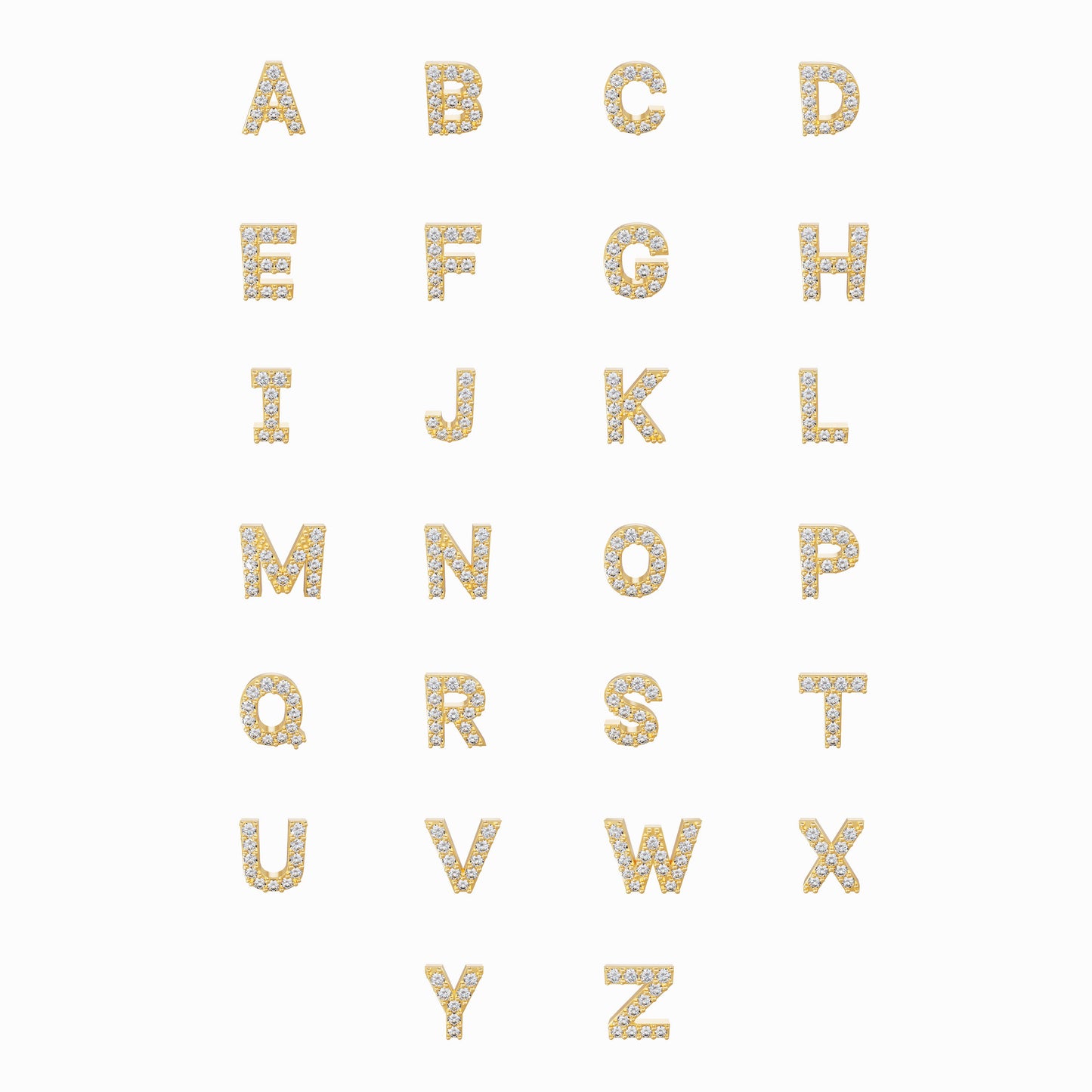 K Initial Letter Pavé Diamond Ring 14K Solid Gold