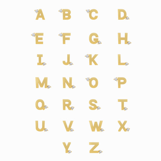 J Initial One Lab Diamond Stud Earrings 14K Gold