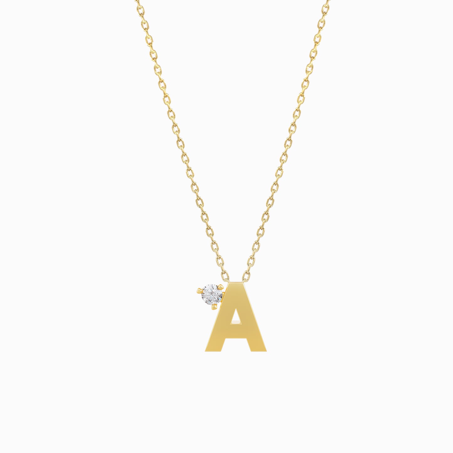 J Initial Letter Point Natural Diamond Necklace 14K Solid Gold