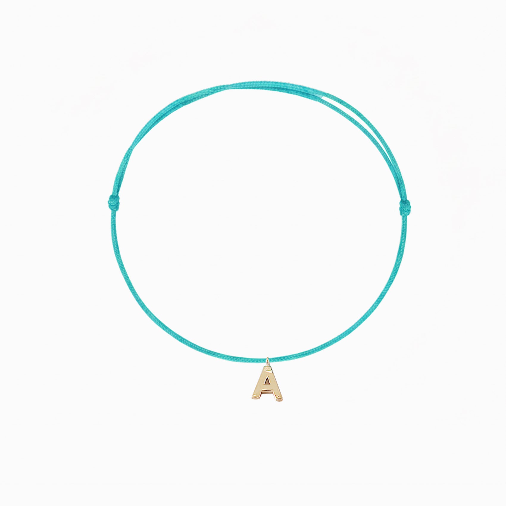 A Initial Letter Charm Cord Bracelet 14K Solid Gold BY L’AIMÉ NEW YORK