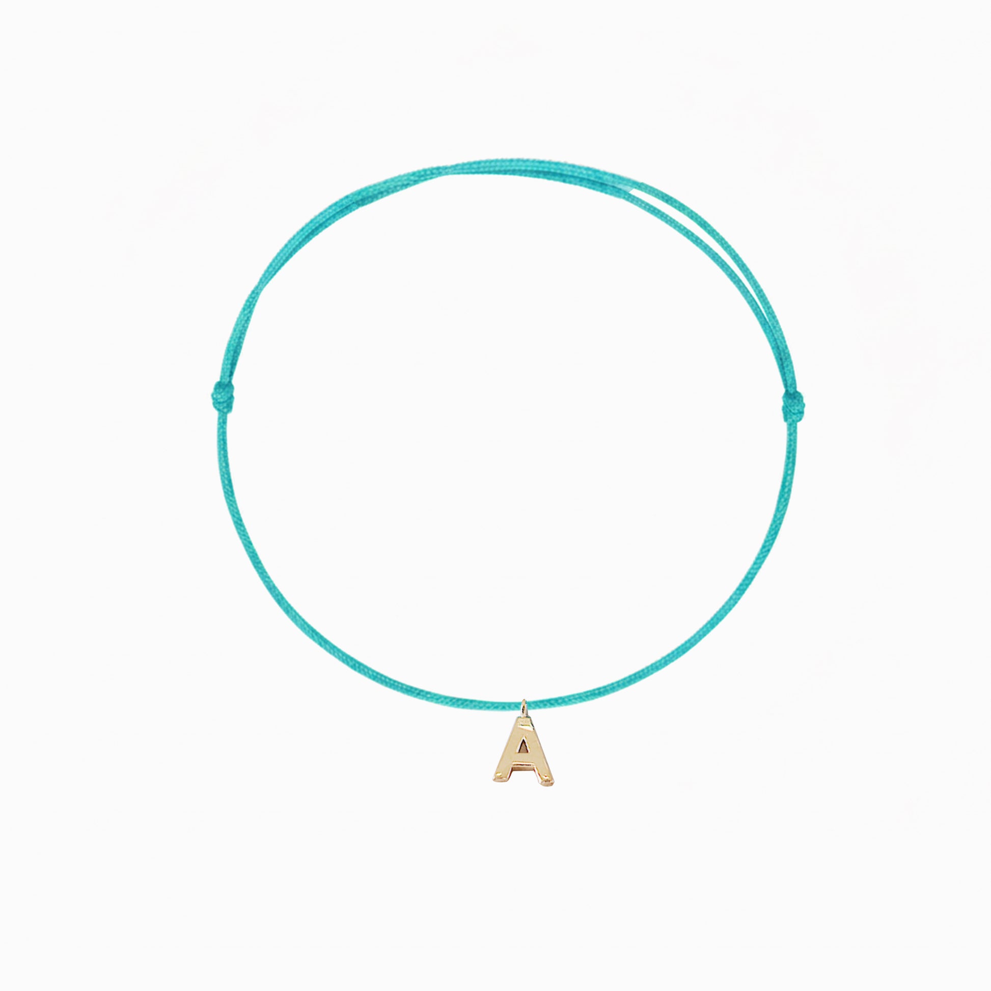 A Initial Letter Charm Cord Bracelet 14K Solid Gold BY L’AIMÉ NEW YORK