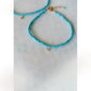 J Initial Letter Pavé Diamond Turquoise Bead Bracelet 14K Gold