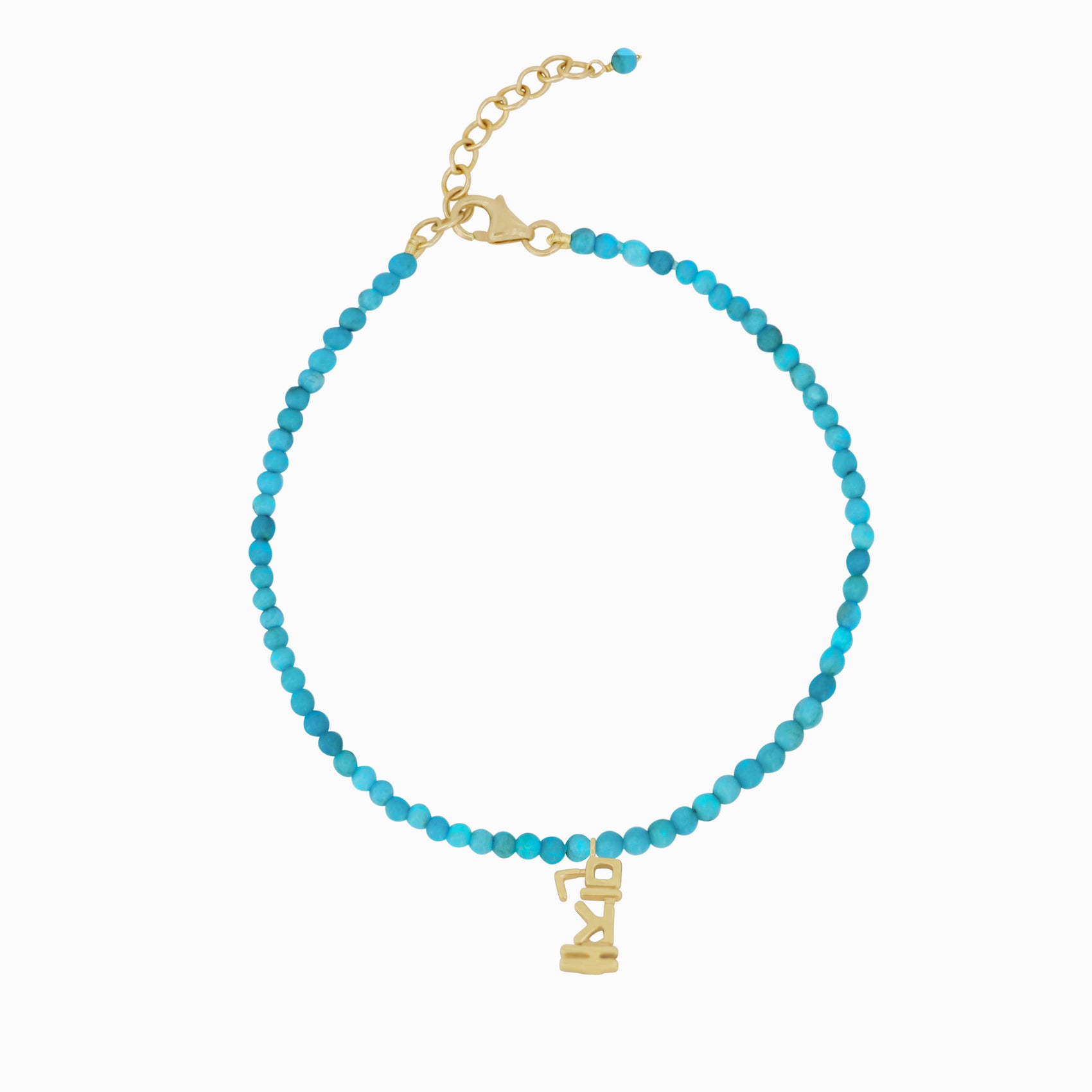 Korean Custom Name Turquoise Bracelet  14K Solid Gold – Personalized BY L’AIMÉ NEW YORK