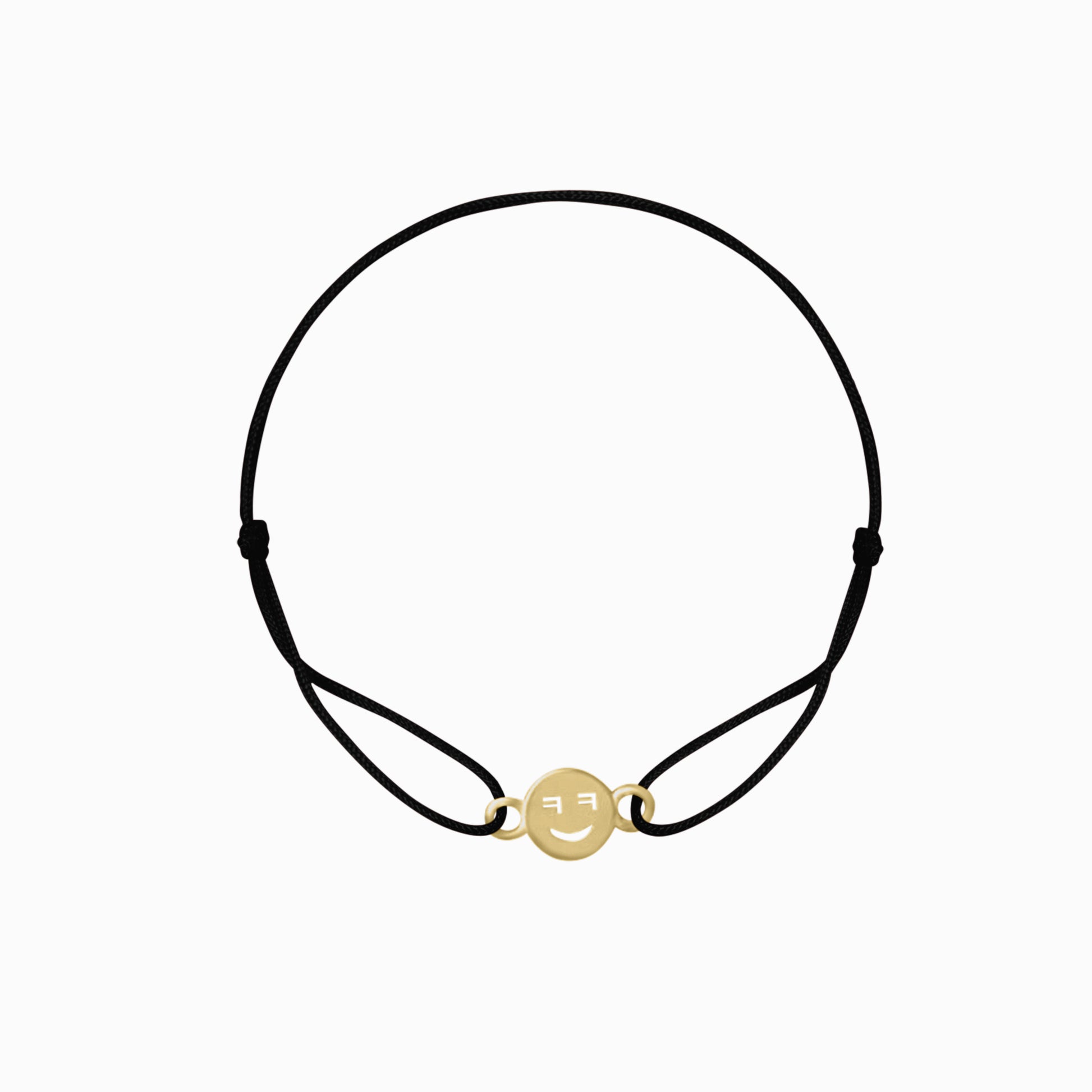 Korean Letter Laugh Happy Face Cord Bracelet 14K Solid Gold ㅋㅋ BY L’AIMÉ NEW YORK