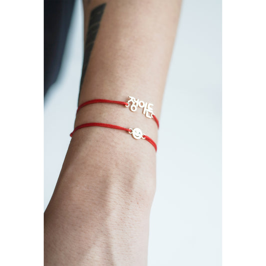Korean letter Happy Face Cord Bracelet 14K Solid Gold ㅅㅅ