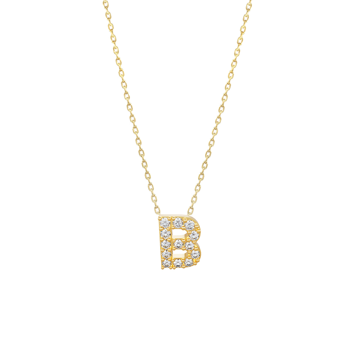 J Initial Letter Pavé Natural Diamond Necklace 14K Solid Gold