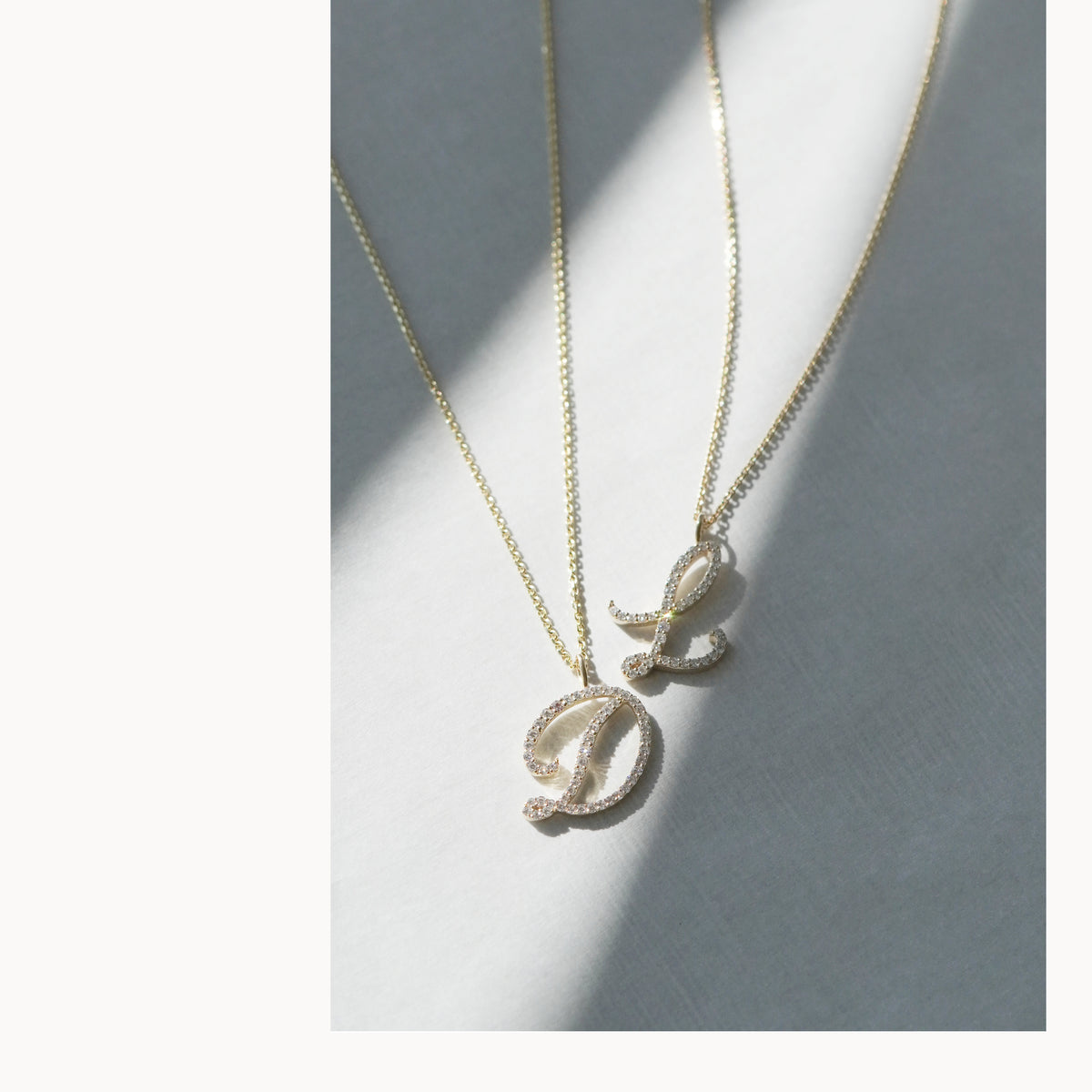 Script initial letter pendant 14k solid gold