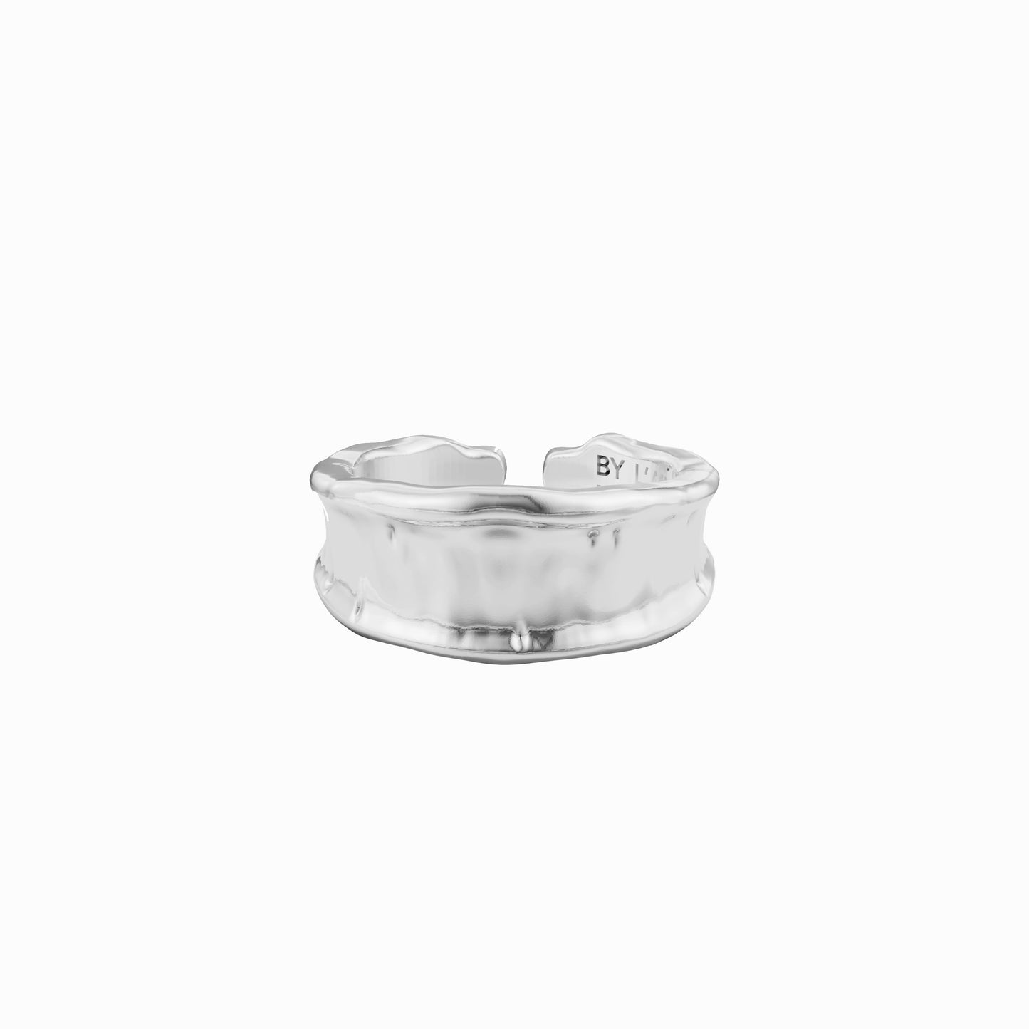Bone Spine Statement Ring Slim Open Back Sterling Silver