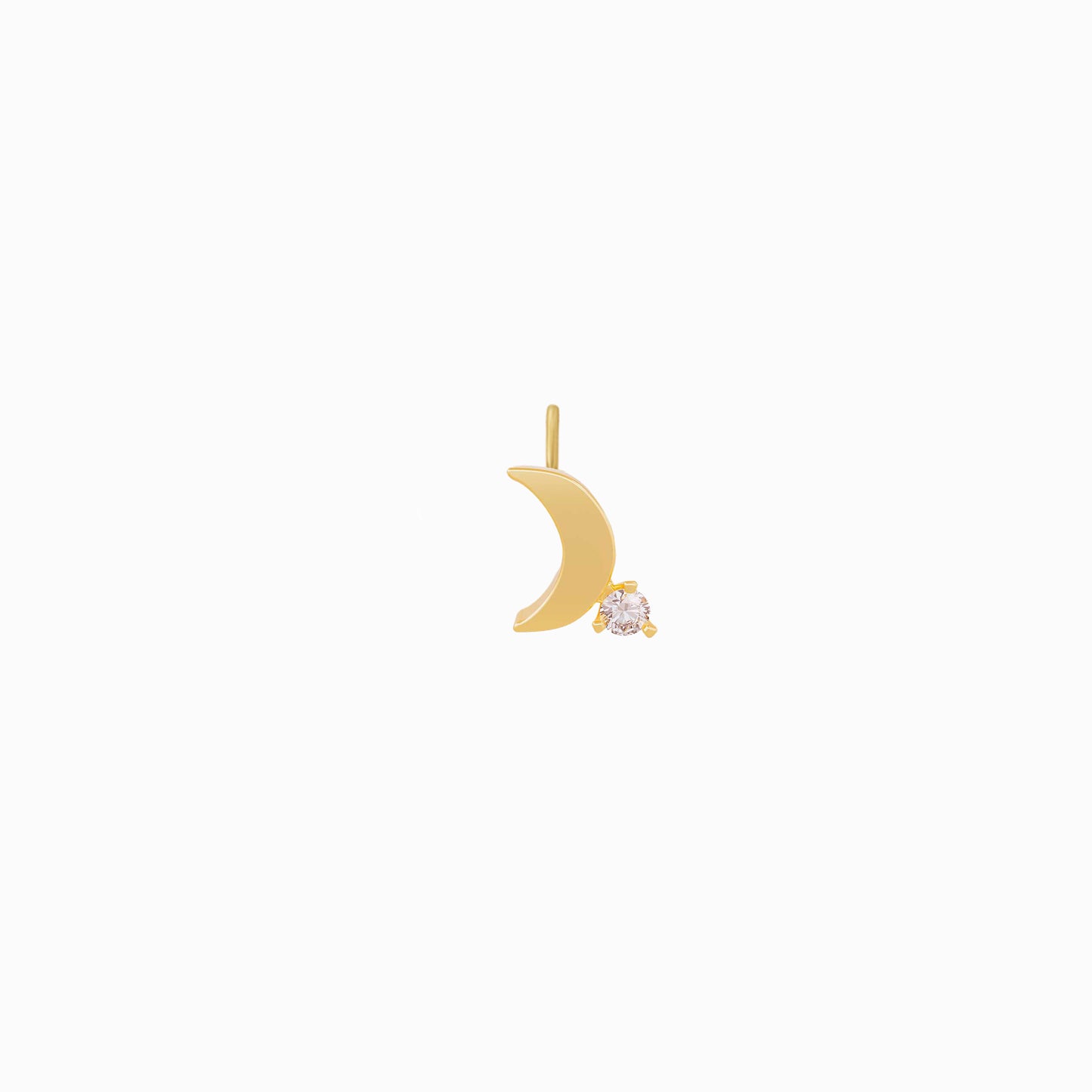 One Pavé Diamond Charm 14K Solid Gold – Heart Star Moon Lightning Bolt