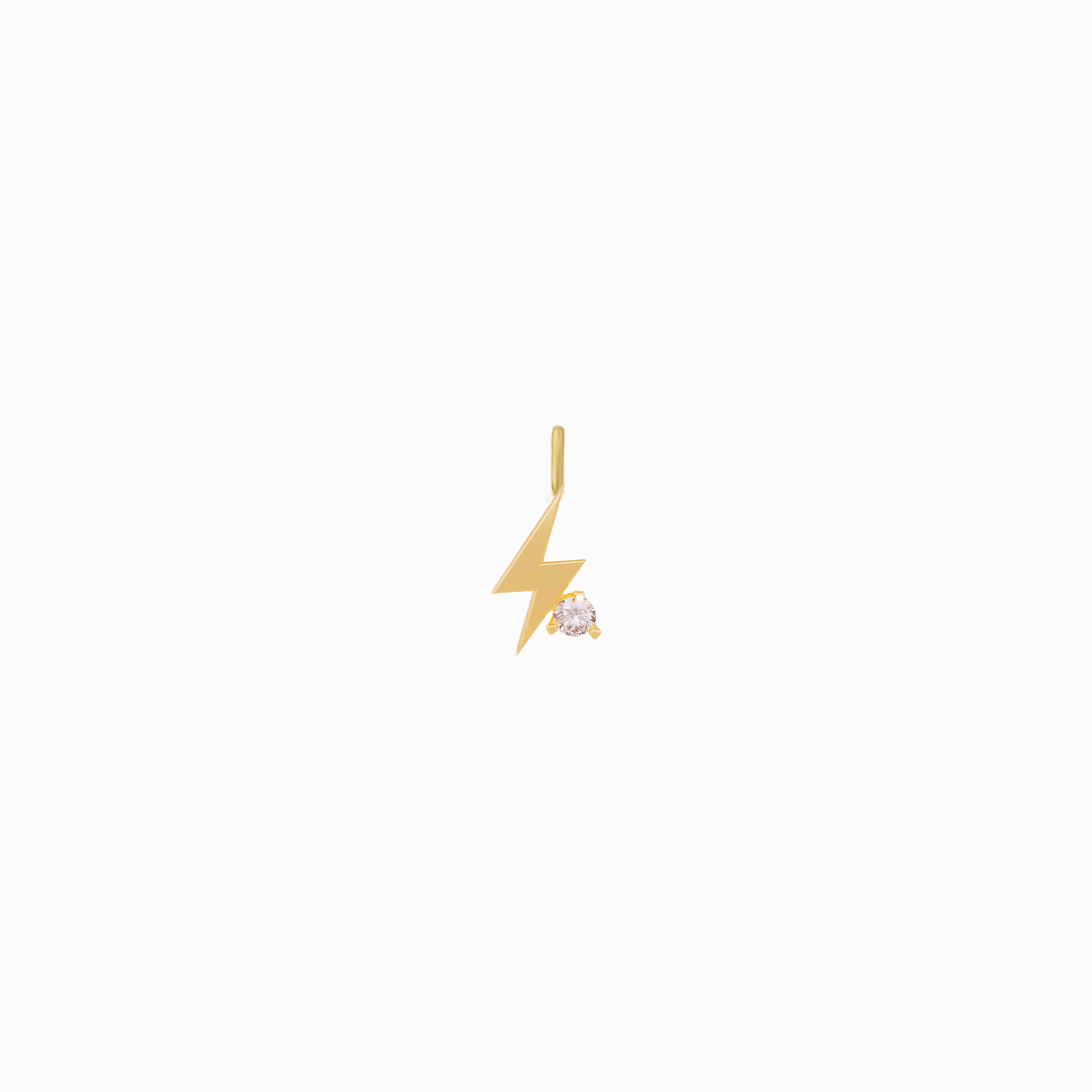 One Pavé Diamond Charm 14K Solid Gold – Heart Star Moon Lightning Bolt