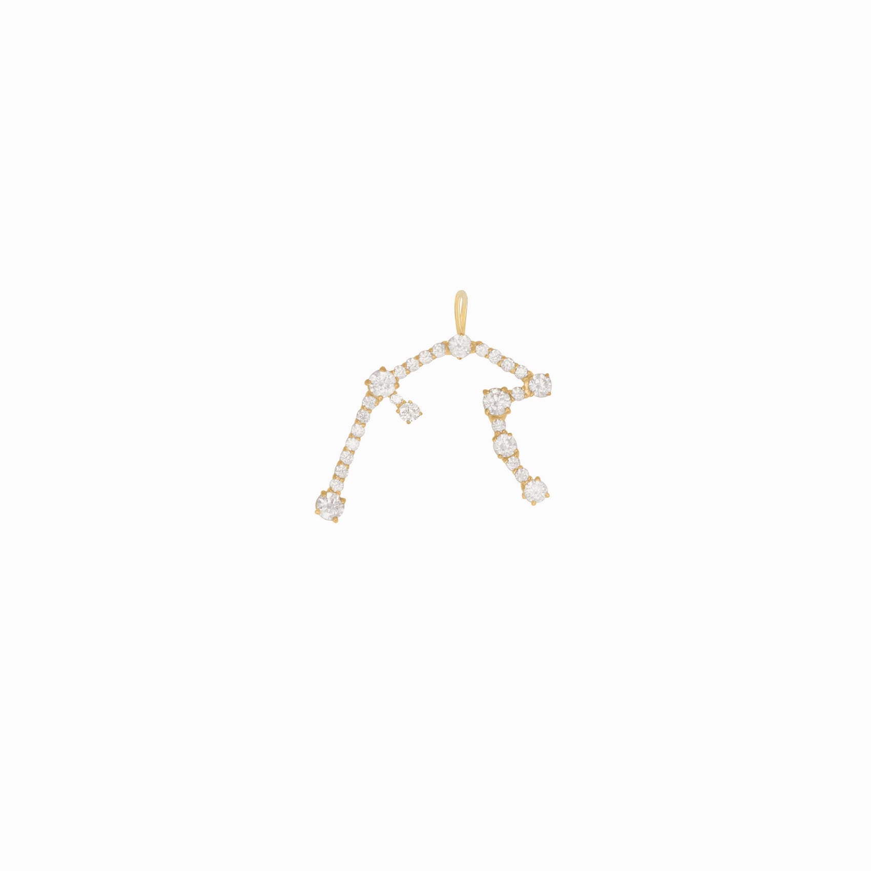 Aquarius Zodiac Constellation Pavé Diamond Pendant 14K Solid Gold