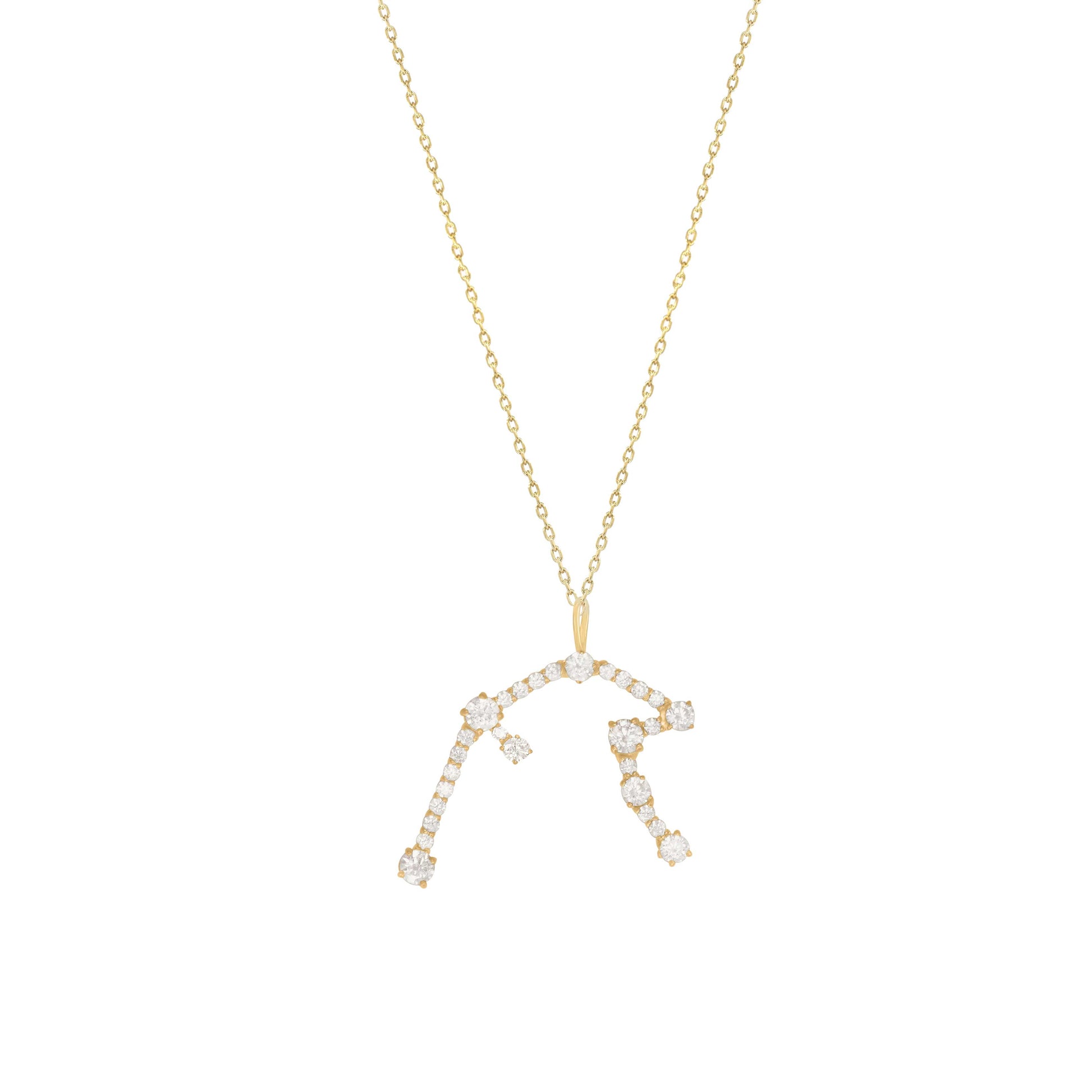 Aquarius Zodiac Constellation Pavé Diamond Pendant 14K Solid Gold