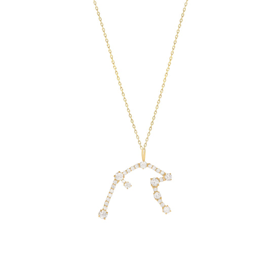 Aquarius Zodiac Constellation Pavé Lab Diamond Pendant 14K Solid Gold