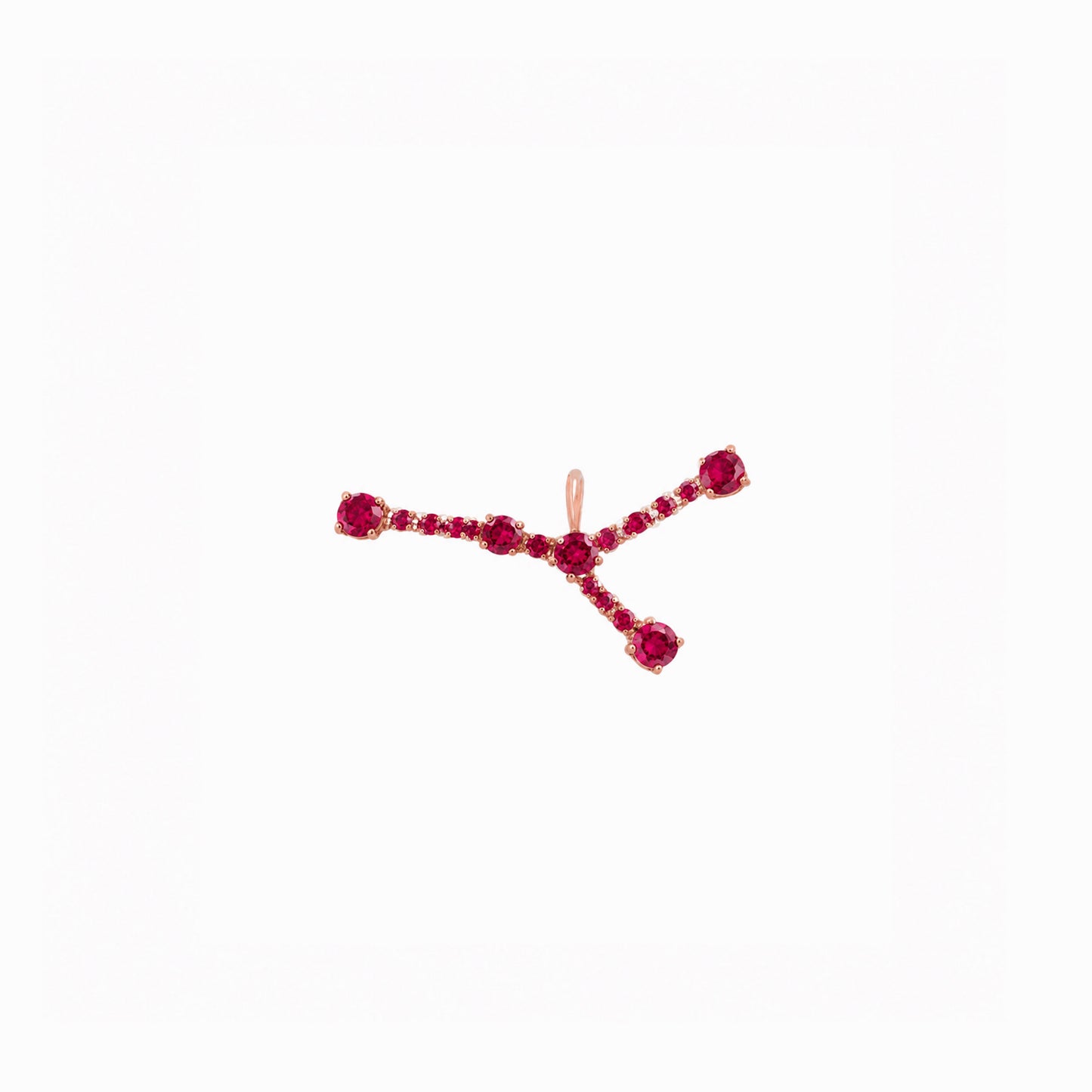 Cancer Zodiac Constellation Pendant 14K Solid Gold Ruby Birthstone