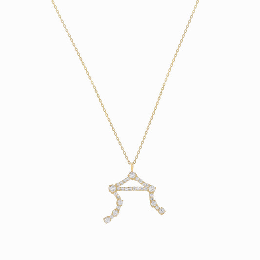 Libra Zodiac Constellation Pavé Natural Diamond Pendant 14k Solid Gold Fine Jewelry | BY L’AIMÉ NEW YORK